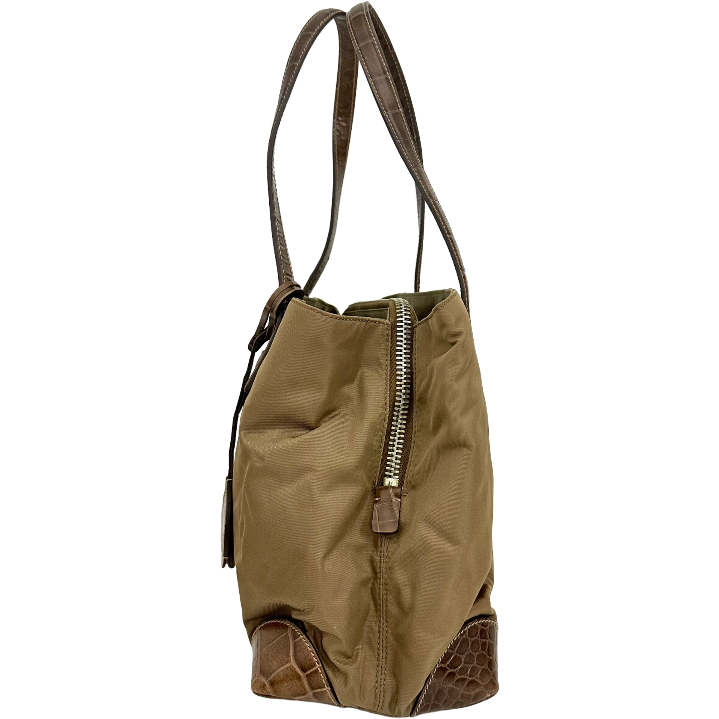 Nylon Calfskin Crocodile Embosses Tote