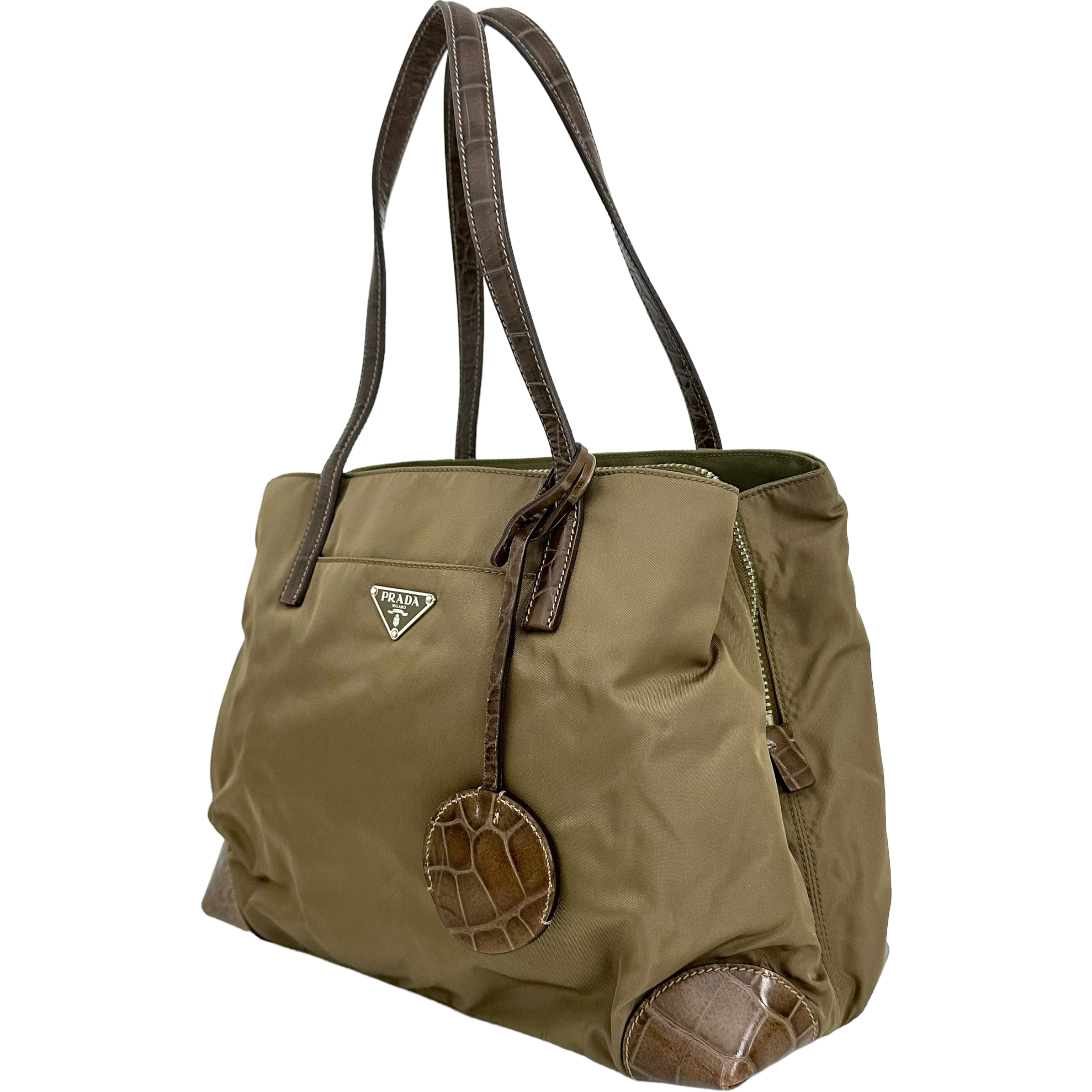 Nylon Calfskin Crocodile Embosses Tote