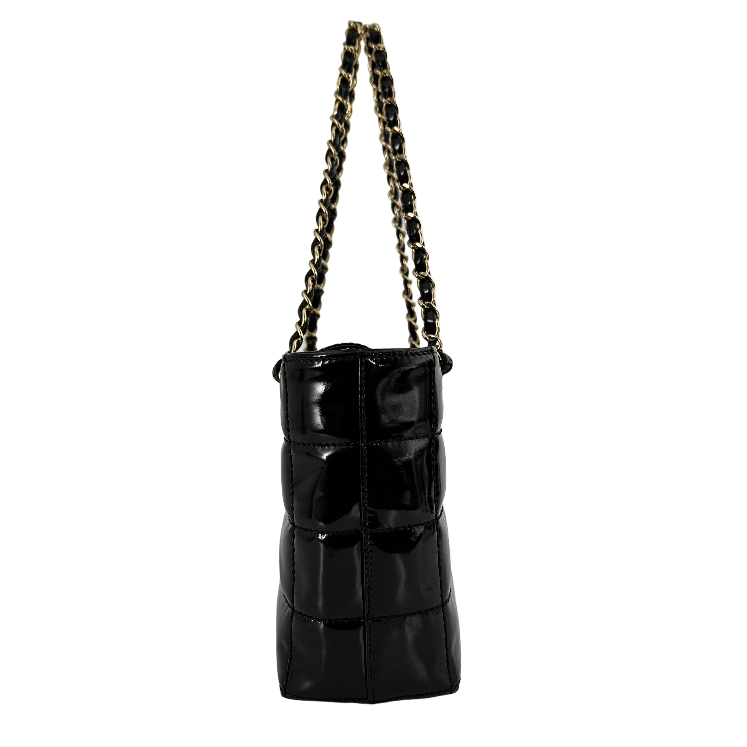Quilted Patent Square Shoulder Bag