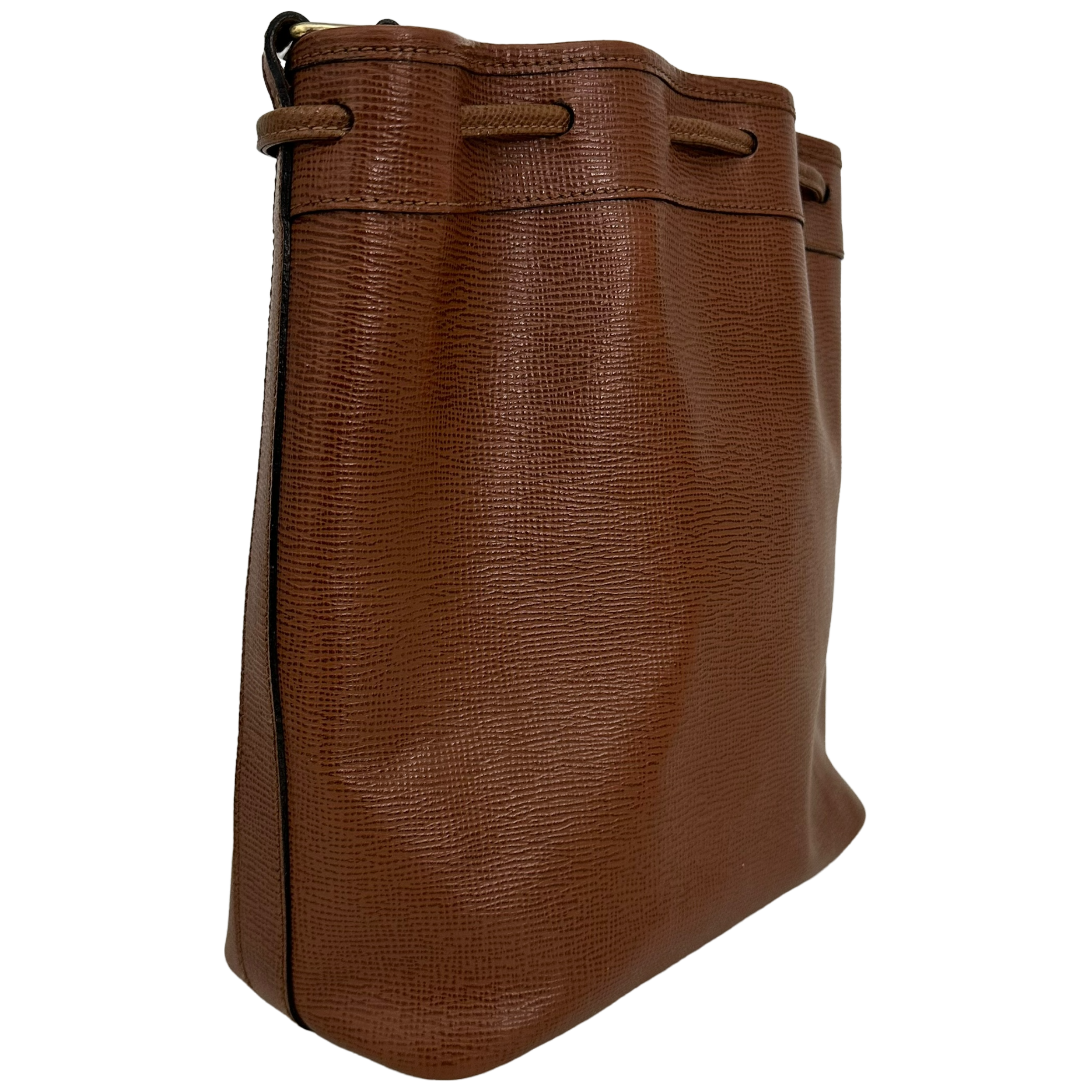 Brown Leather Bucket Bag