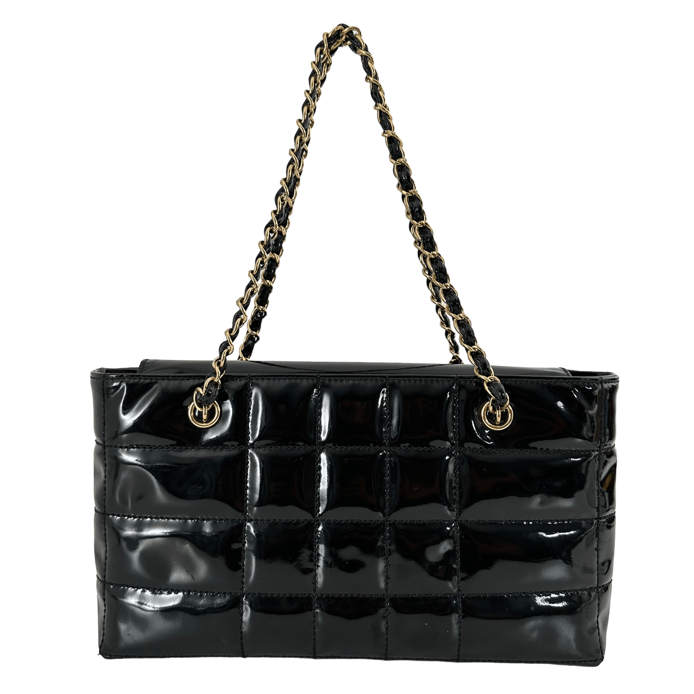 Quilted Patent Square Shoulder Bag