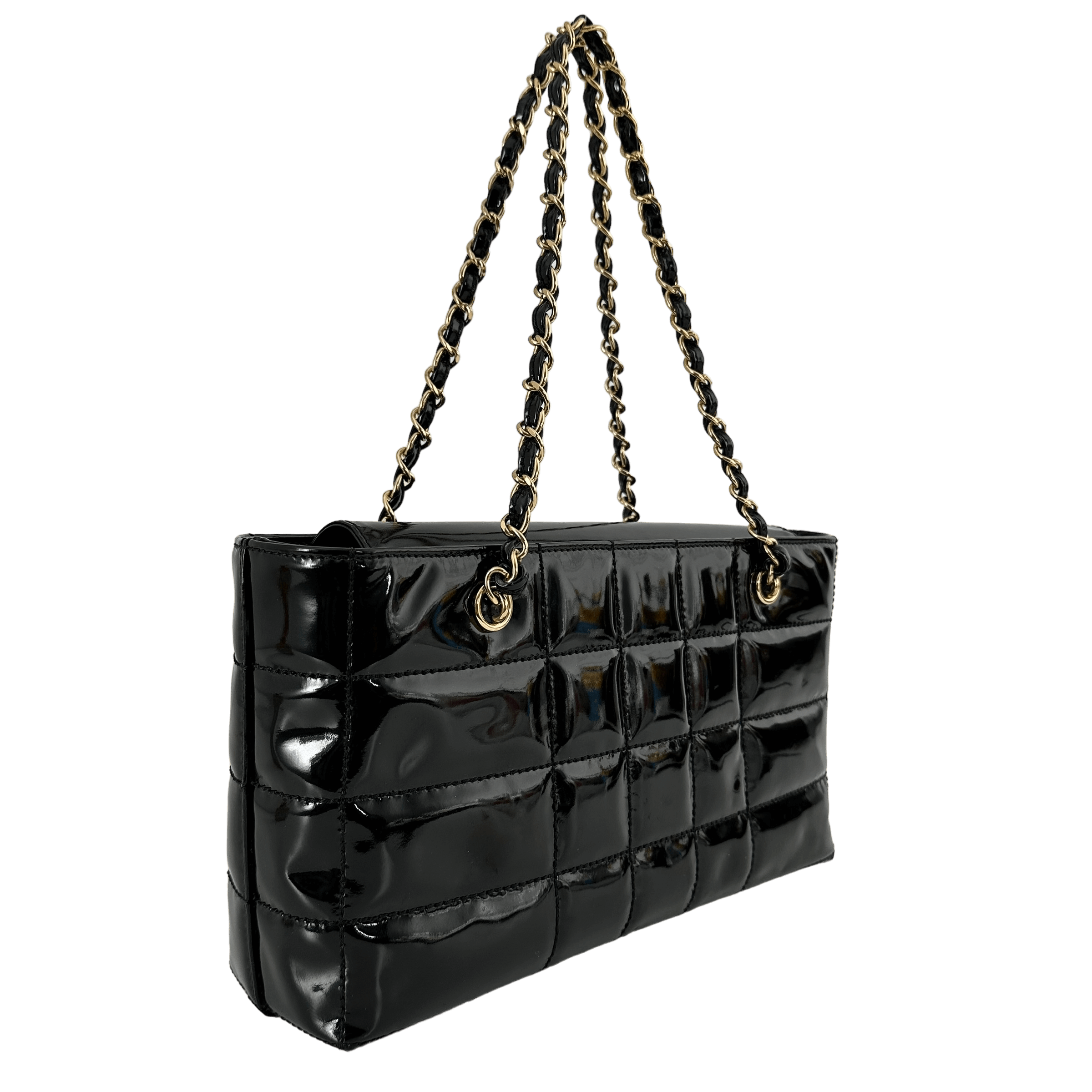 Quilted Patent Square Shoulder Bag