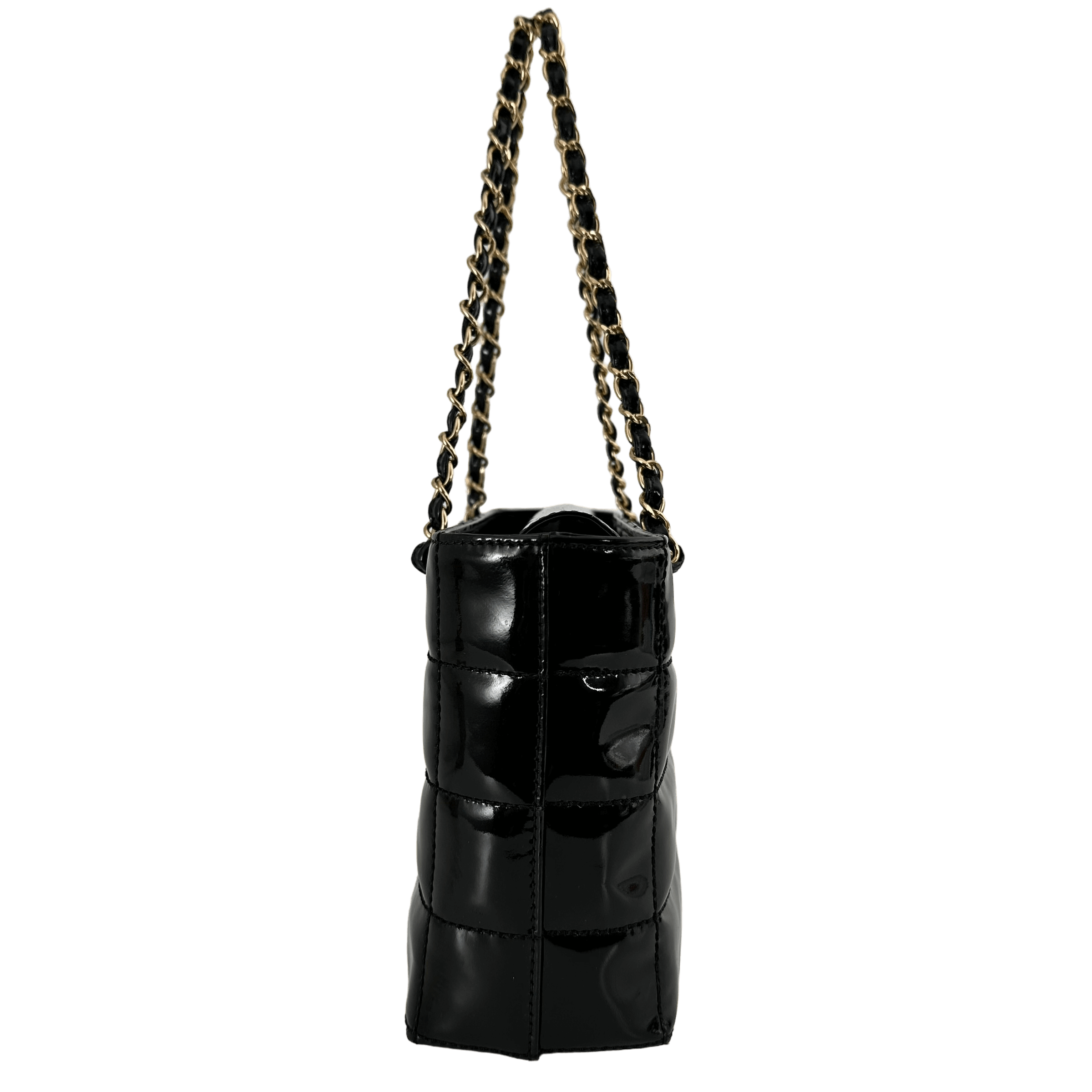 Quilted Patent Square Shoulder Bag