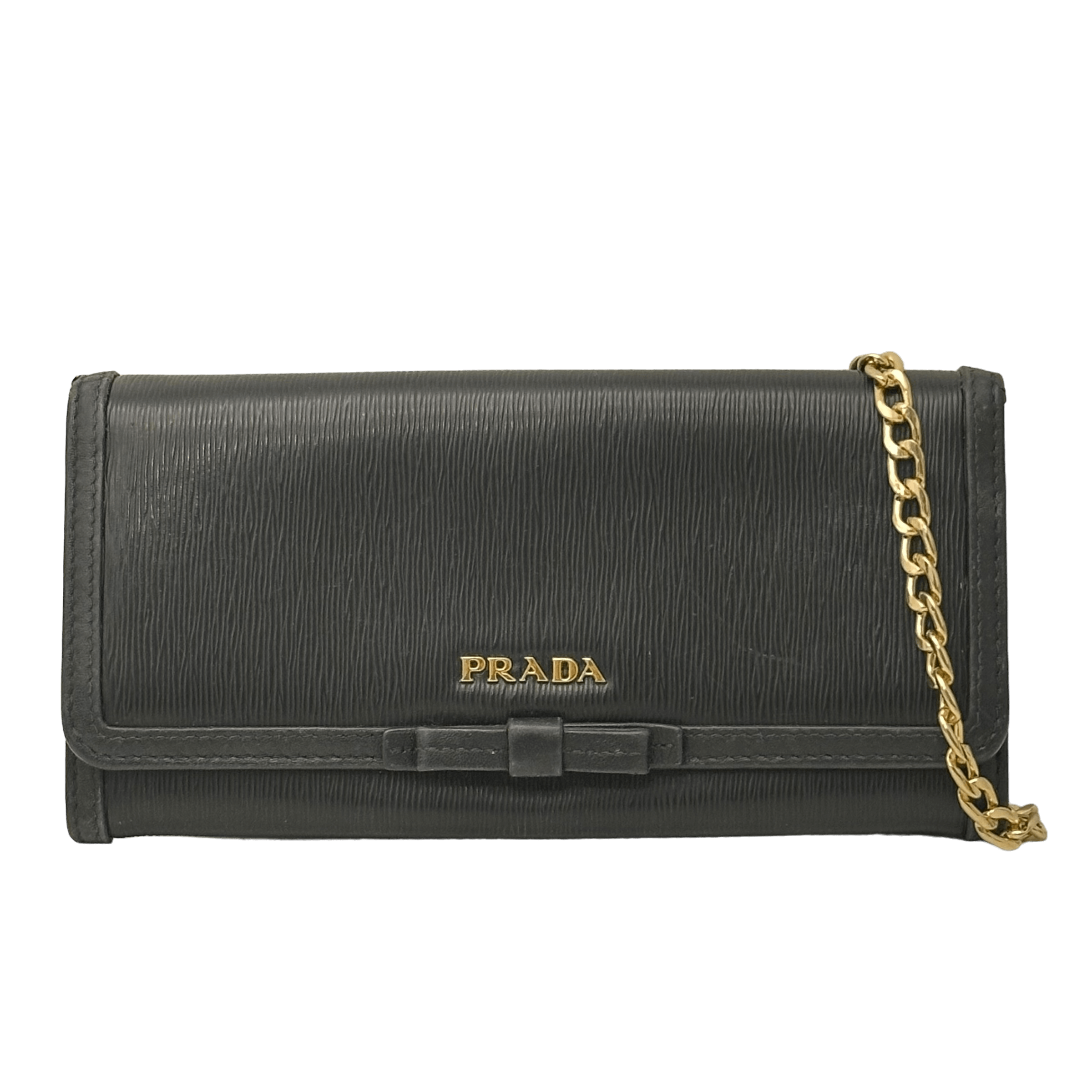 Saffiano Bow Wallet w/ Chain