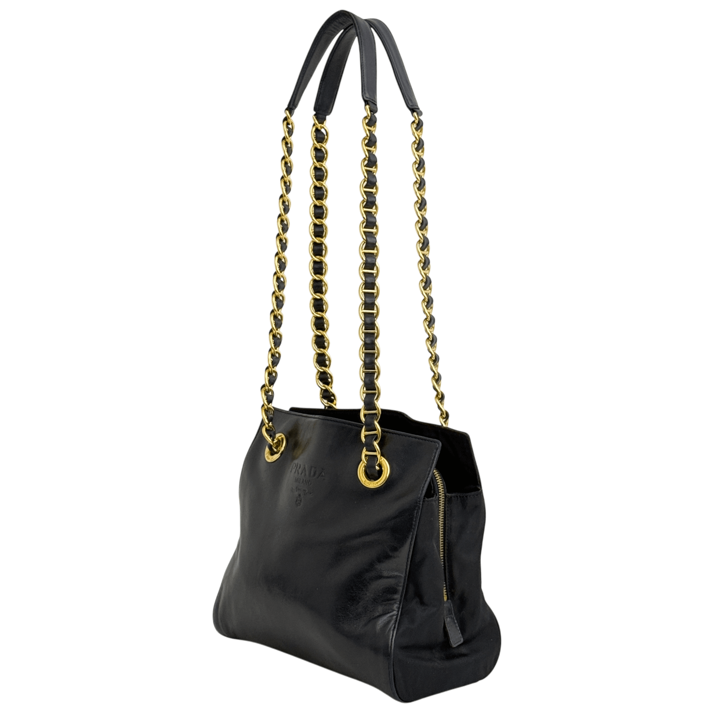 Dark Navy Small Leather Chain Bag