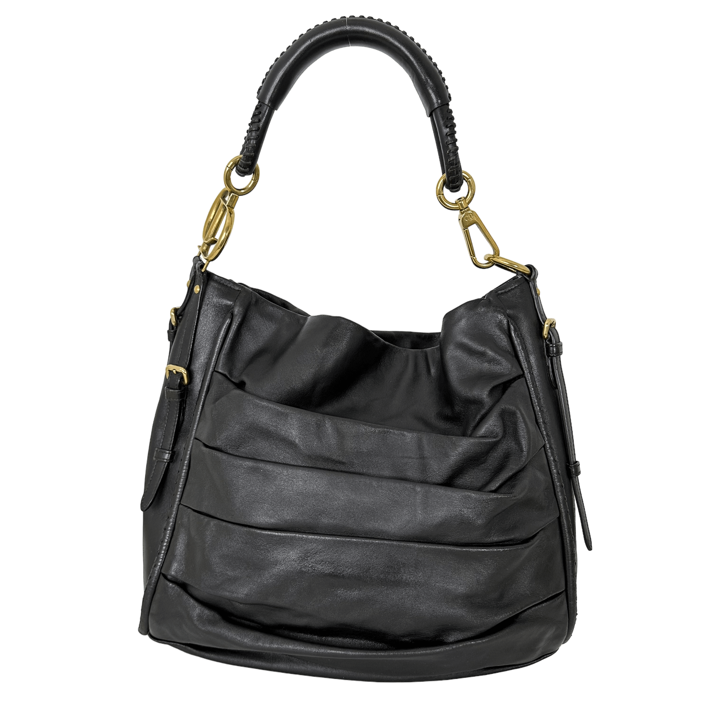 CD DARK BROWN CALFSKIN SHOULDER BAG