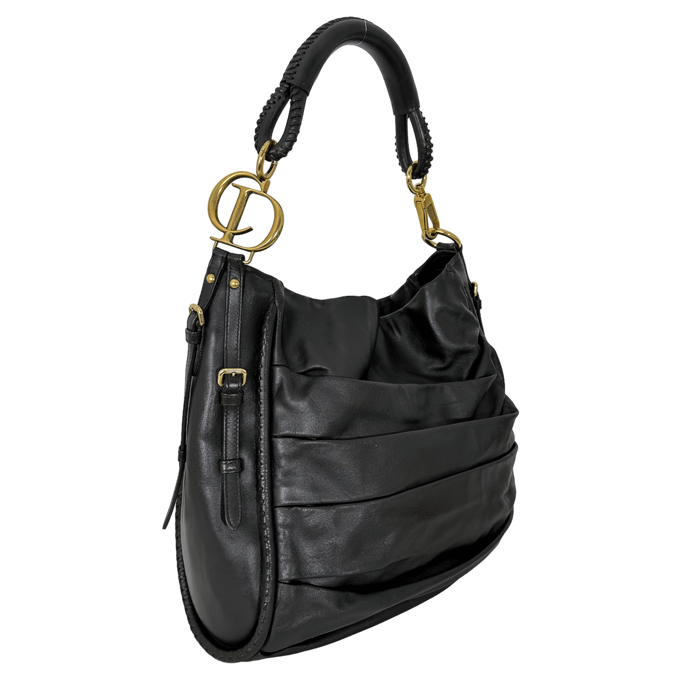 CD DARK BROWN CALFSKIN SHOULDER BAG