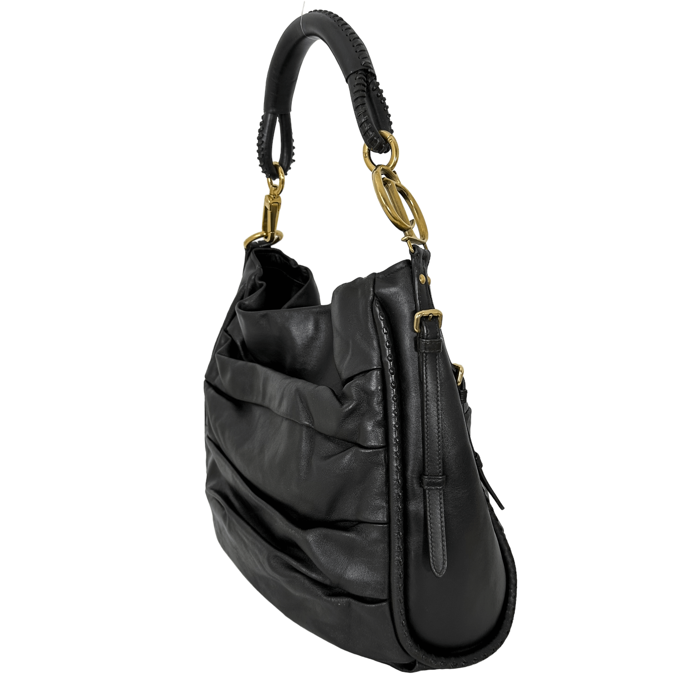 CD DARK BROWN CALFSKIN SHOULDER BAG