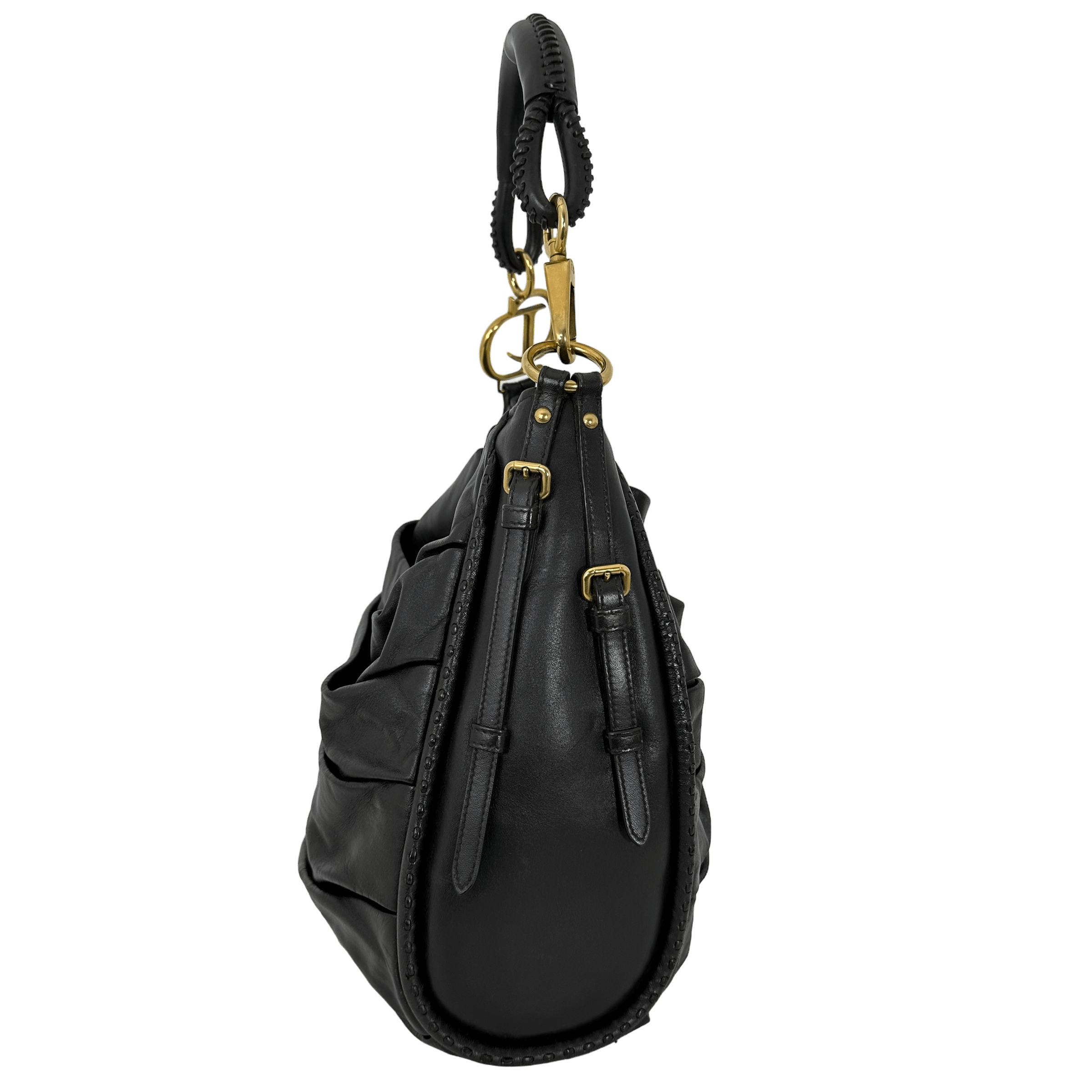 CD DARK BROWN CALFSKIN SHOULDER BAG