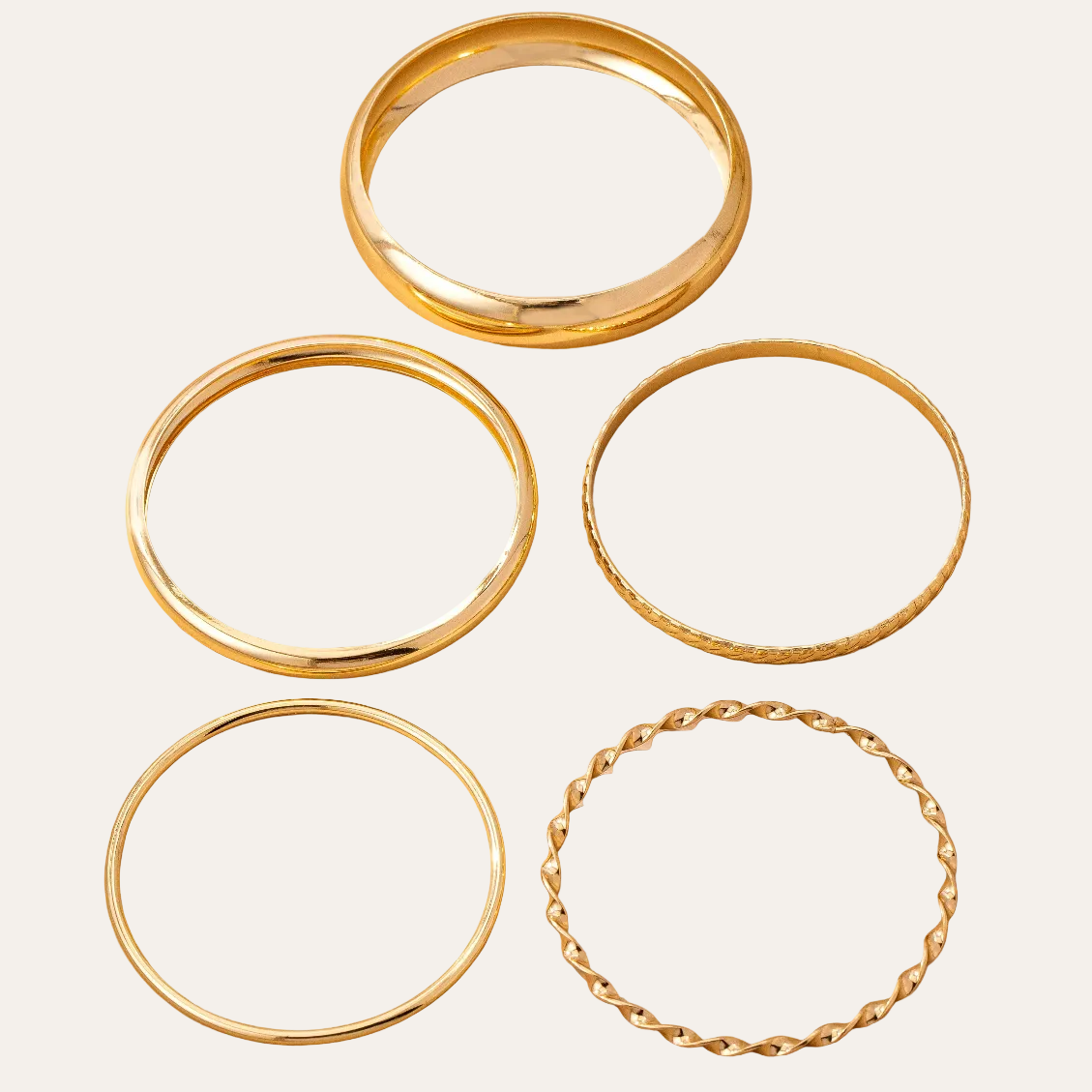 Gold Textured Bangle Set