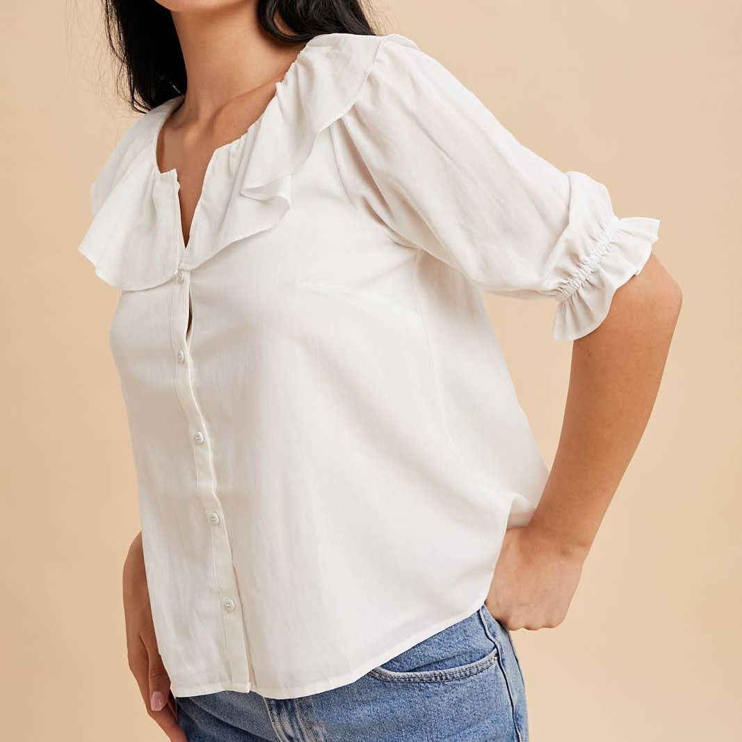 RUFFLED COLLAR BLOUSE