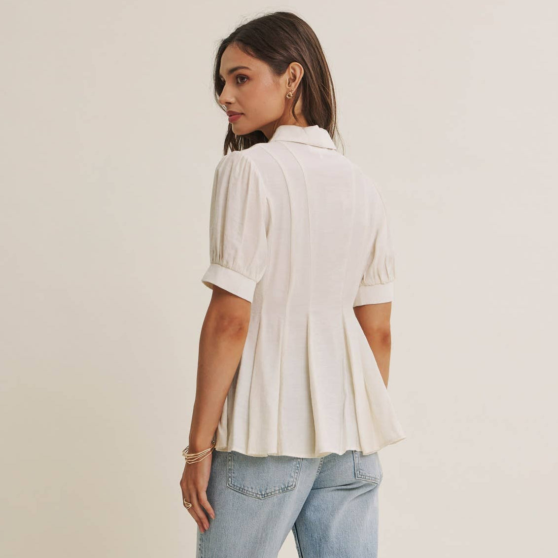 CITY BRUNCH BUTTON-DOWN BLOUSE TOP
