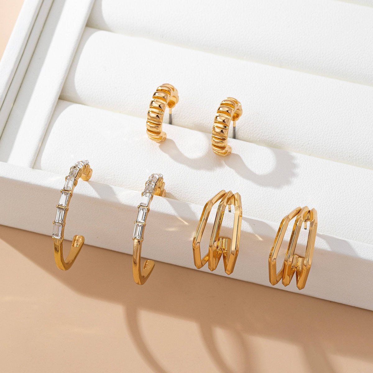 Geo Hoop Trio Earrings