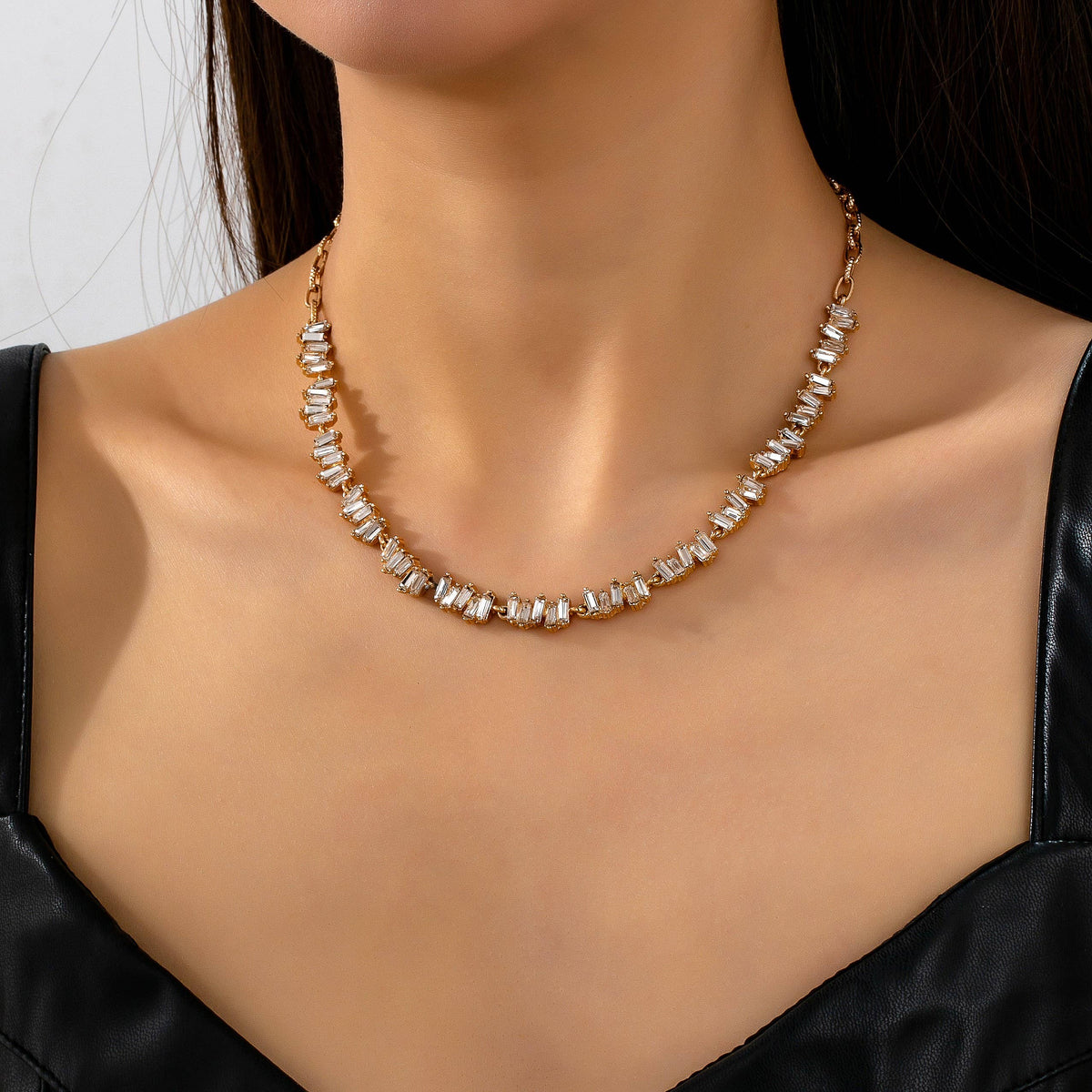 Jagged Baguette Crystal Necklace