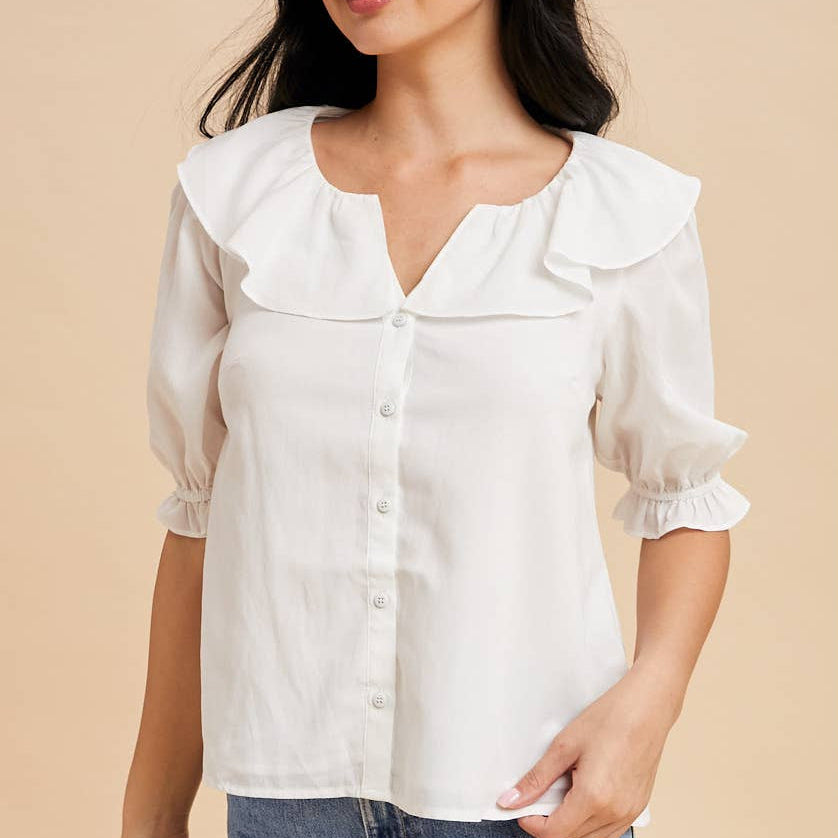 RUFFLED COLLAR BLOUSE