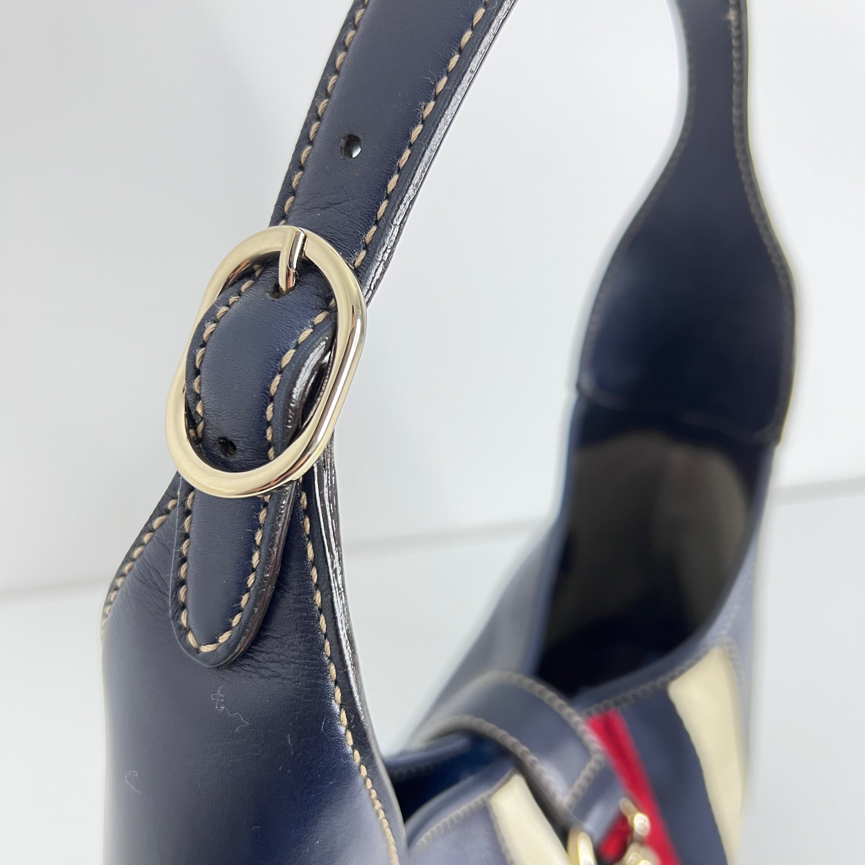 Navy Leather Jackie
