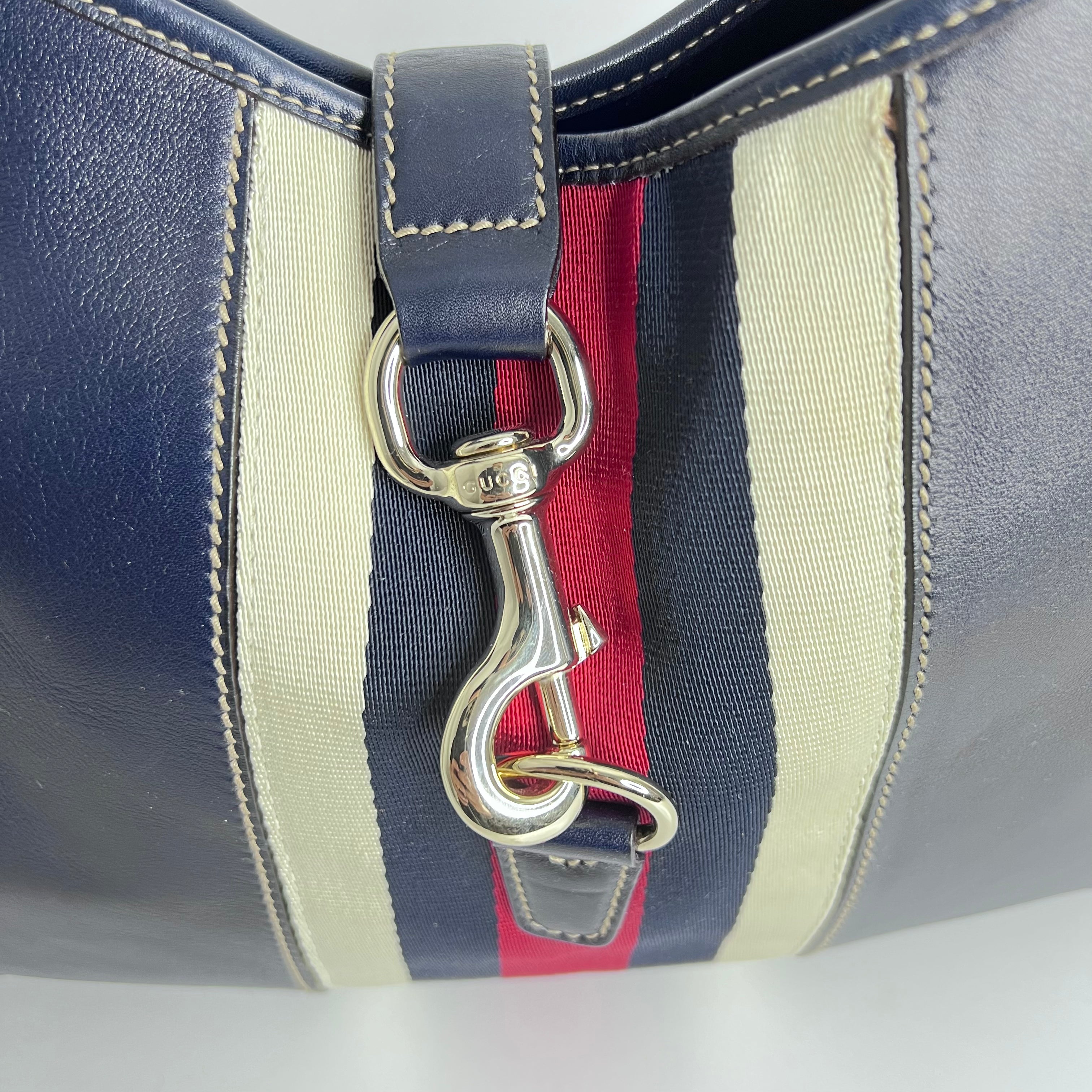 Navy Leather Jackie