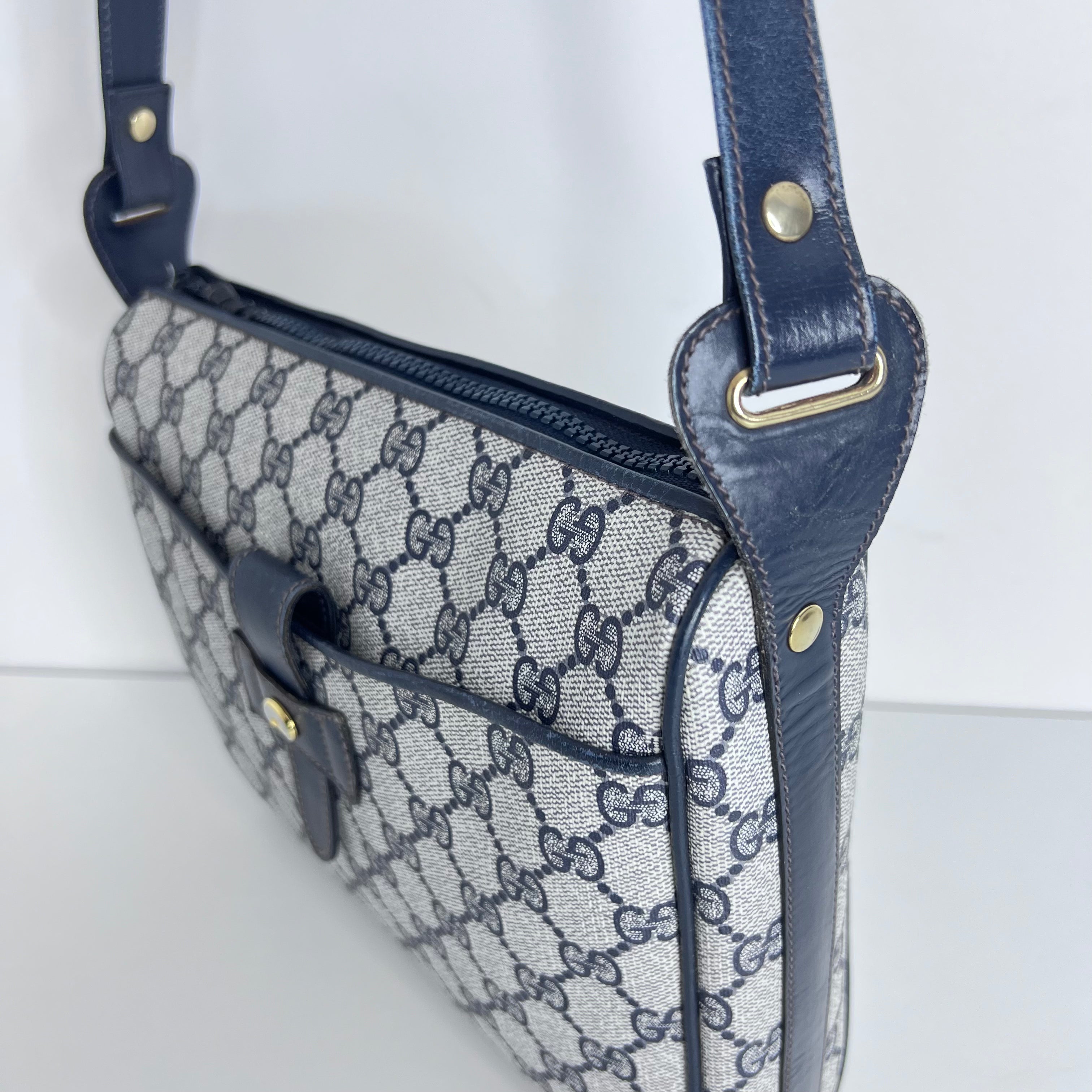 Navy GG Supreme Web Crossbody