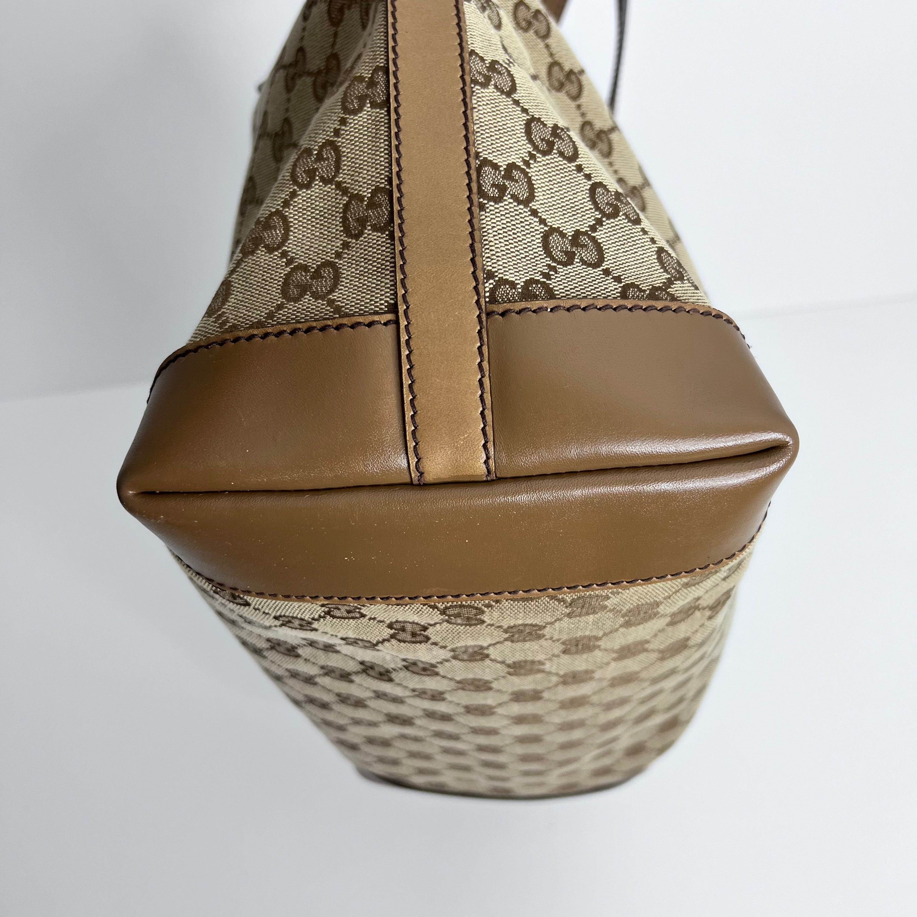 GG Brown Leather Tote w/ Pouch