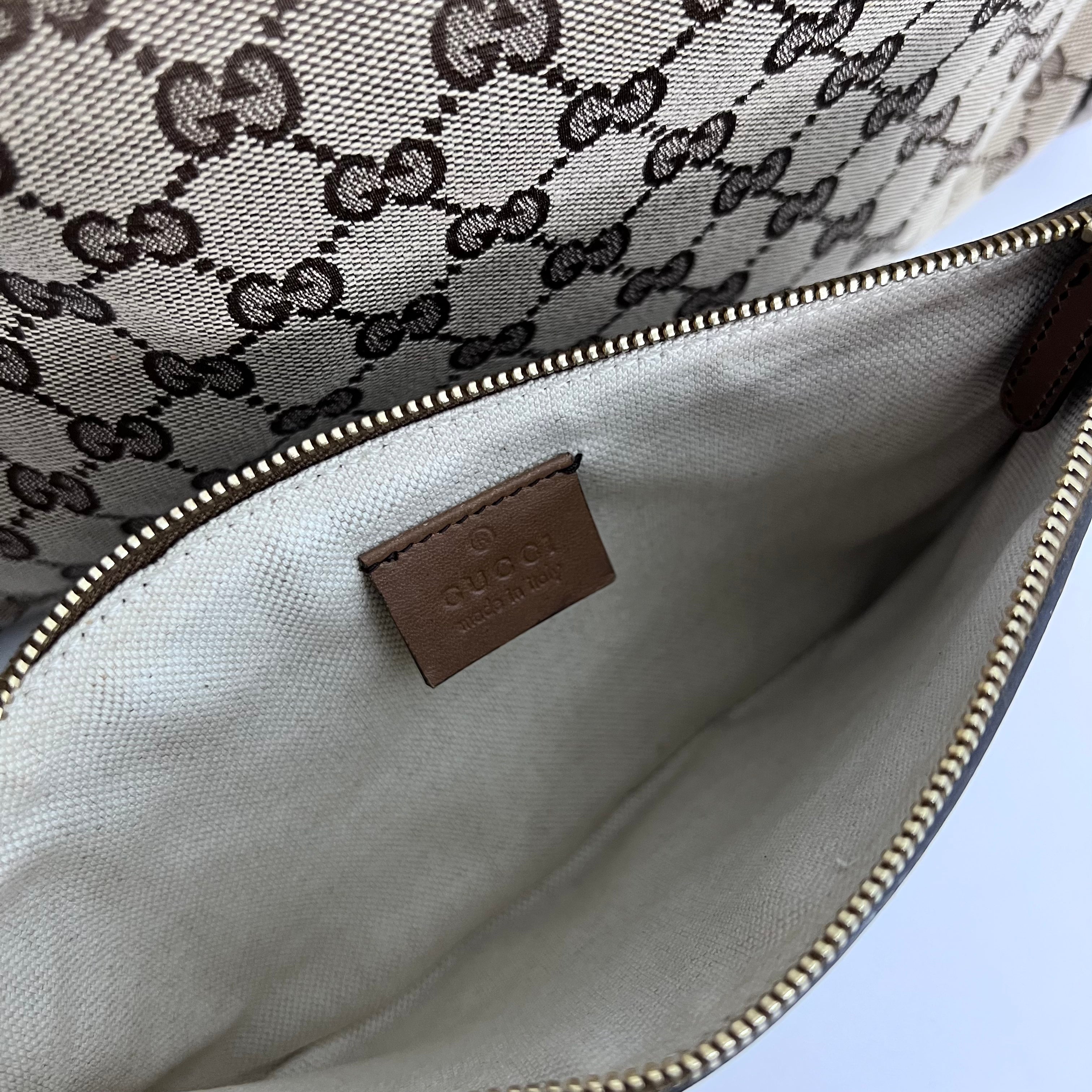GG Brown Leather Tote w/ Pouch