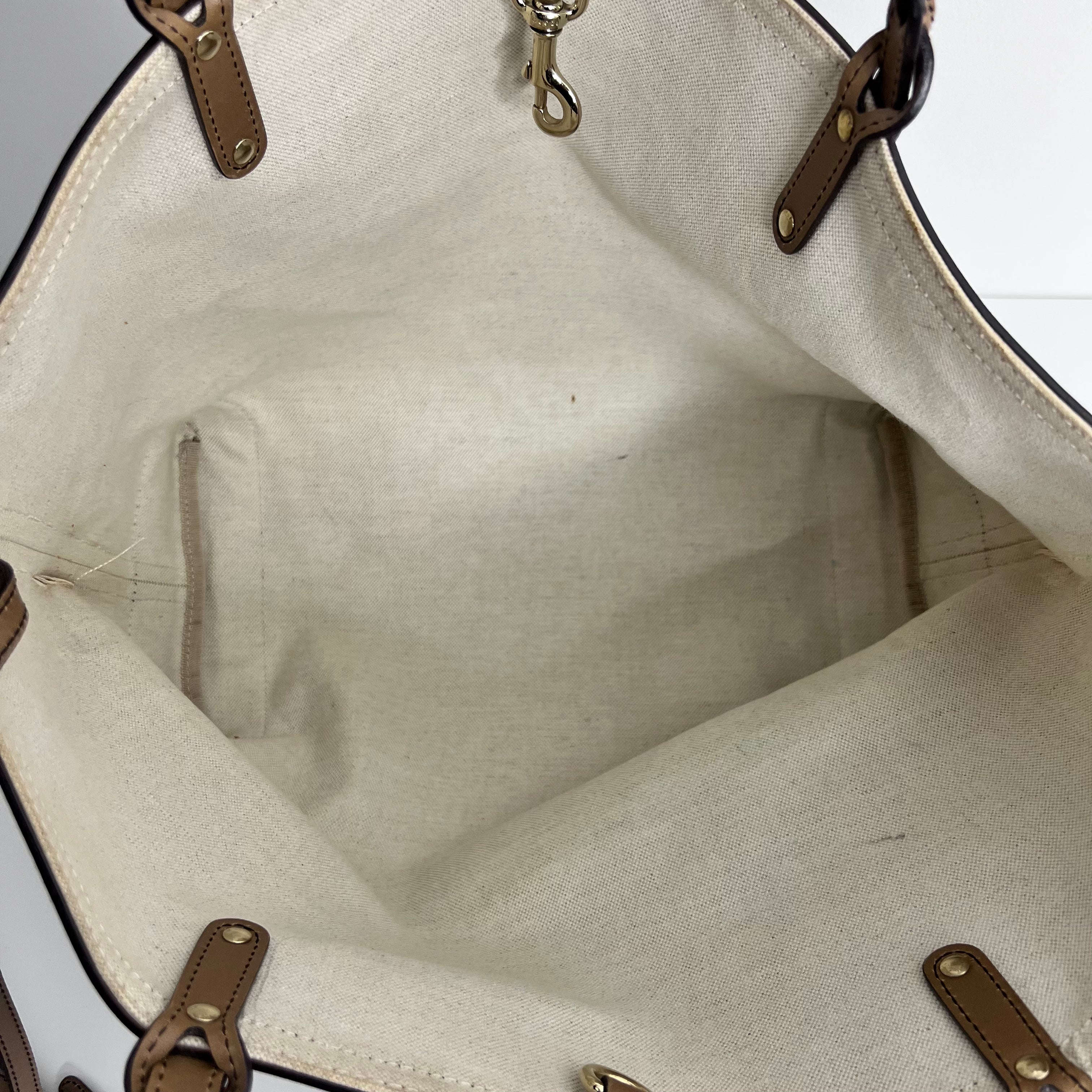 GG Brown Leather Tote w/ Pouch