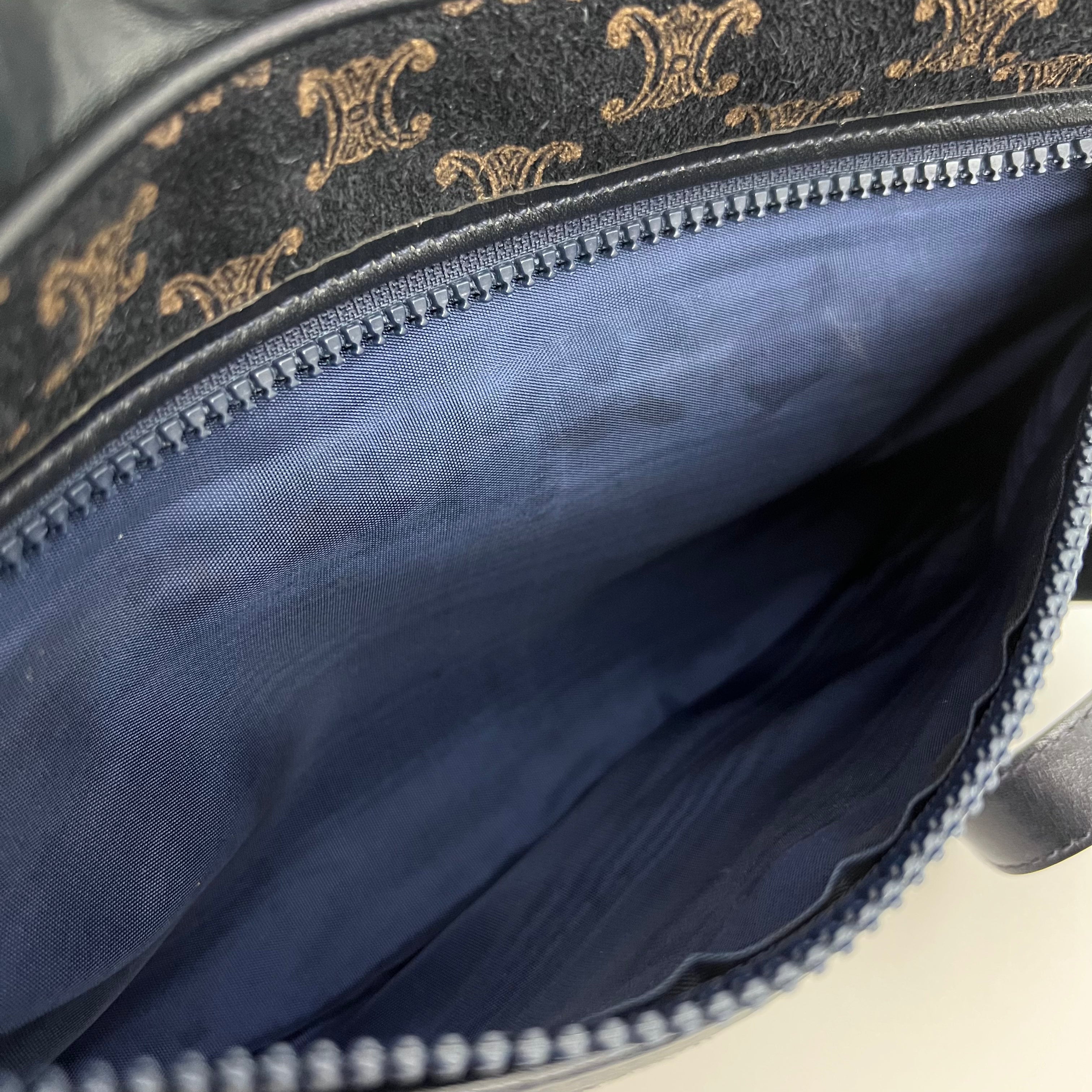 Navy Velvet Macadam Shoulder Bag