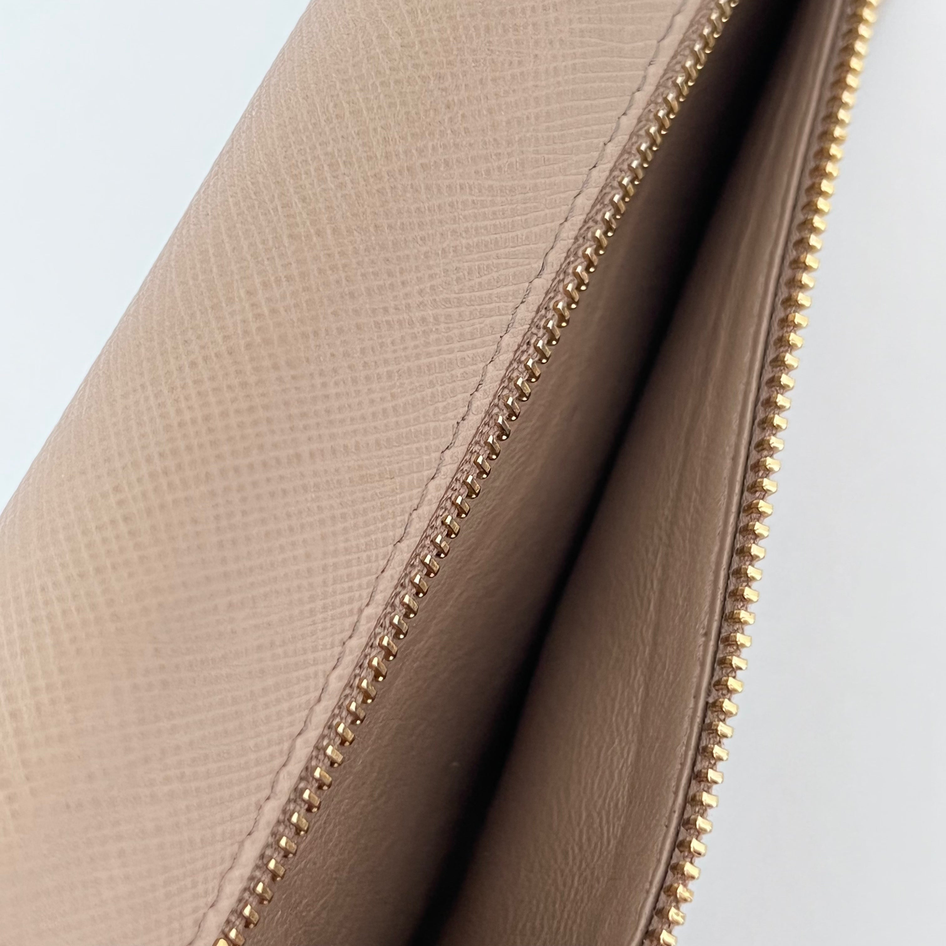 Beige Saffiano Wallet with Chain