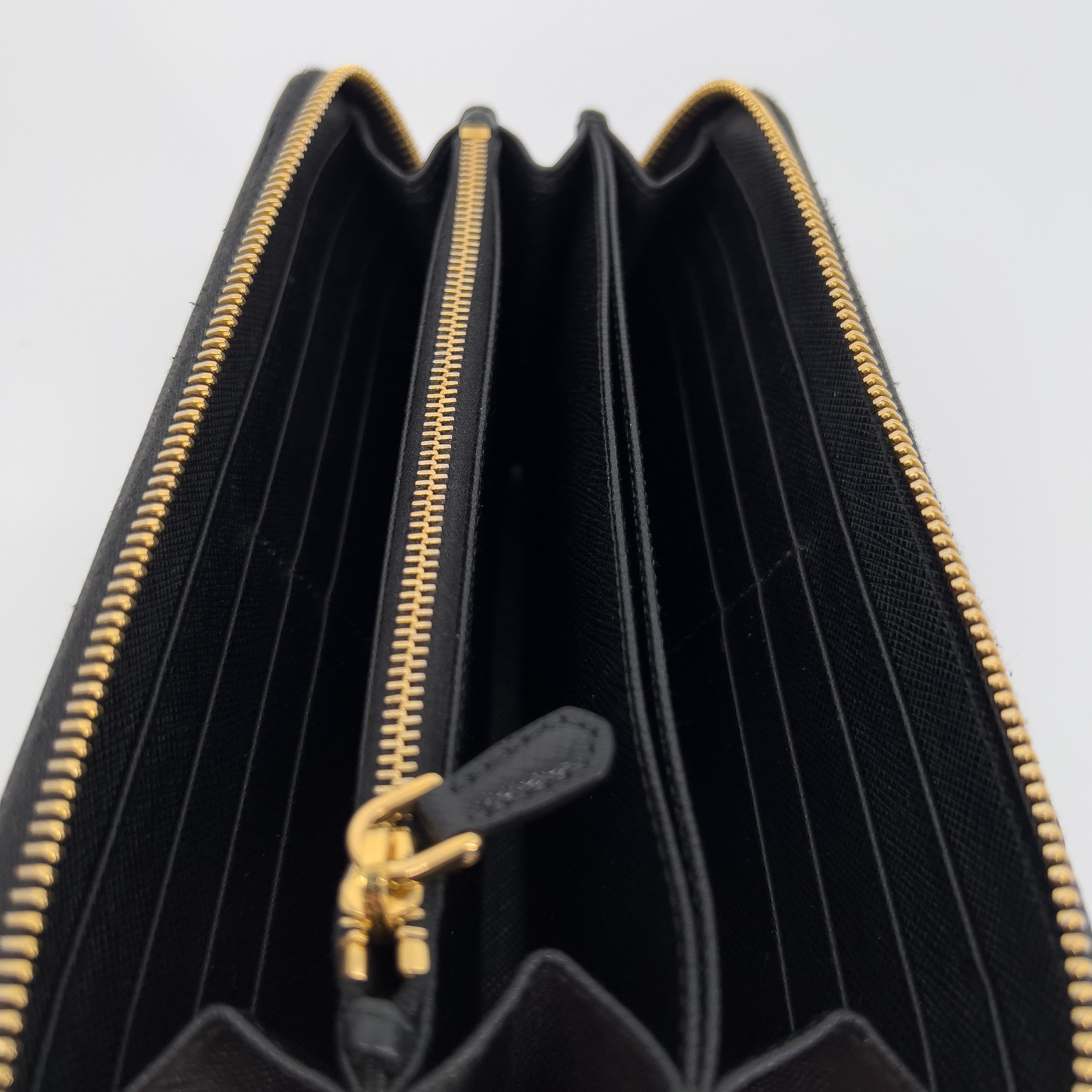 Black Saffiano Zip Around Wallet