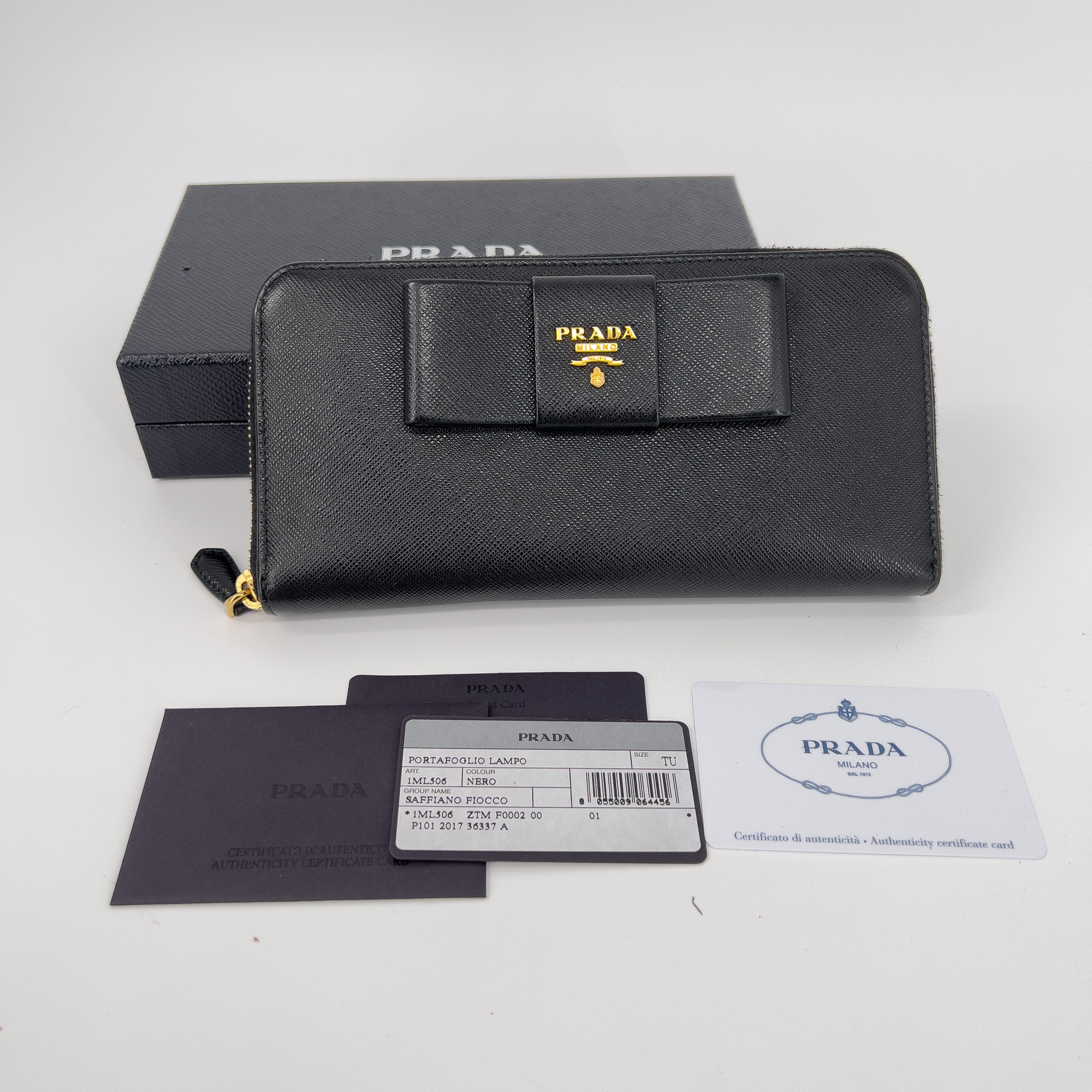 Black Saffiano Zip Around Wallet