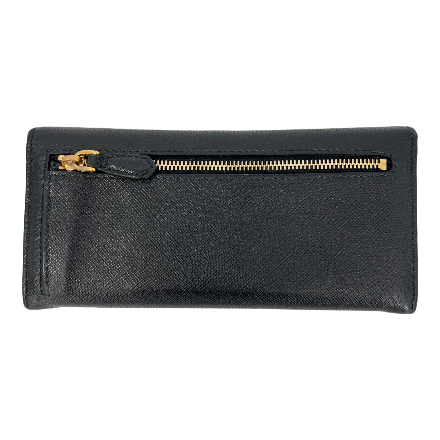 Black Saffiano Wallet with Gold Chain