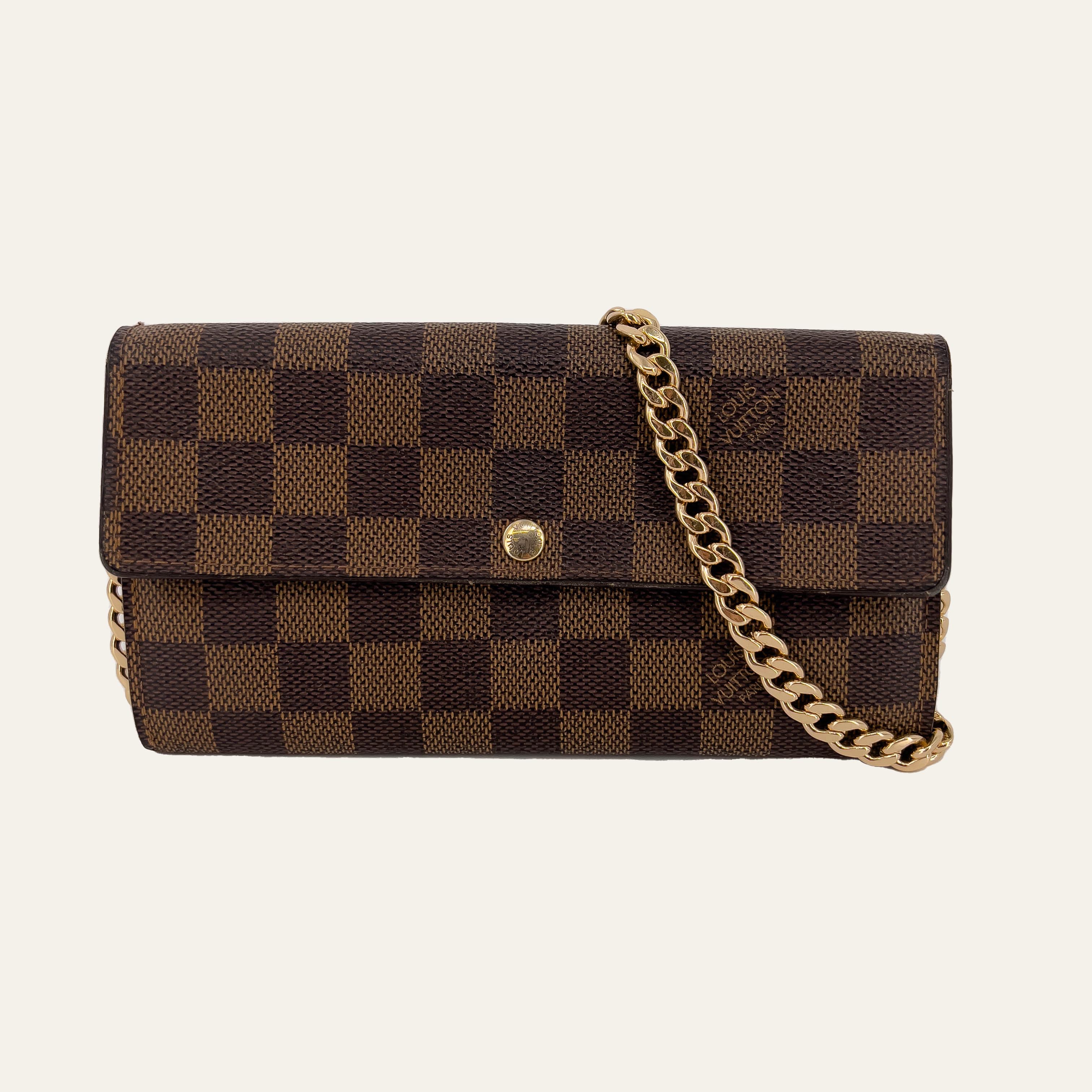 Damier Ebene Wallet with Chain
