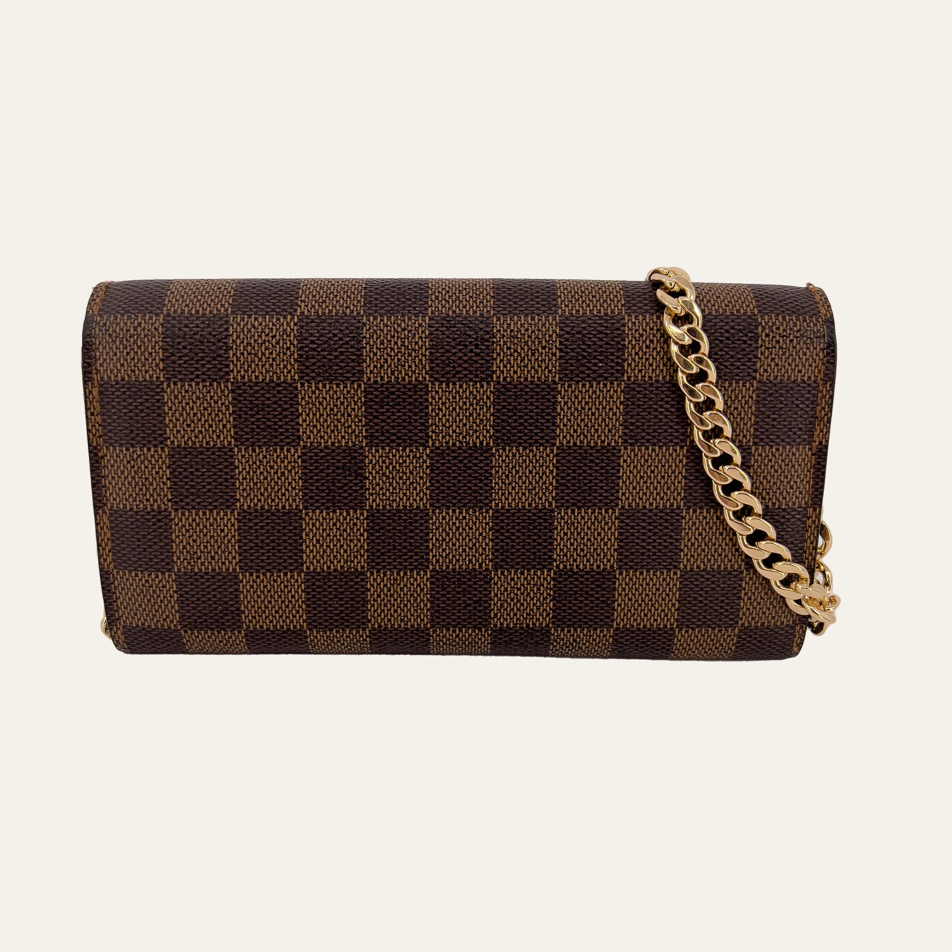 Damier Ebene Wallet with Chain