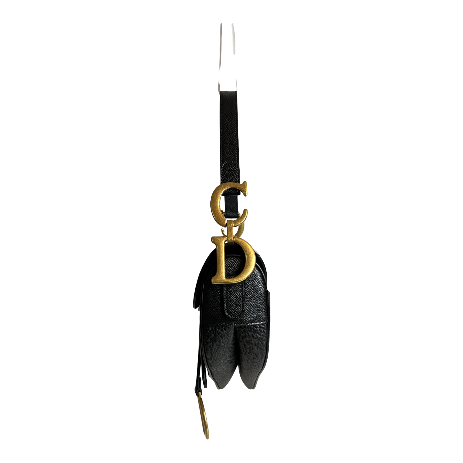Black Grained Calfskin Saddle Bag