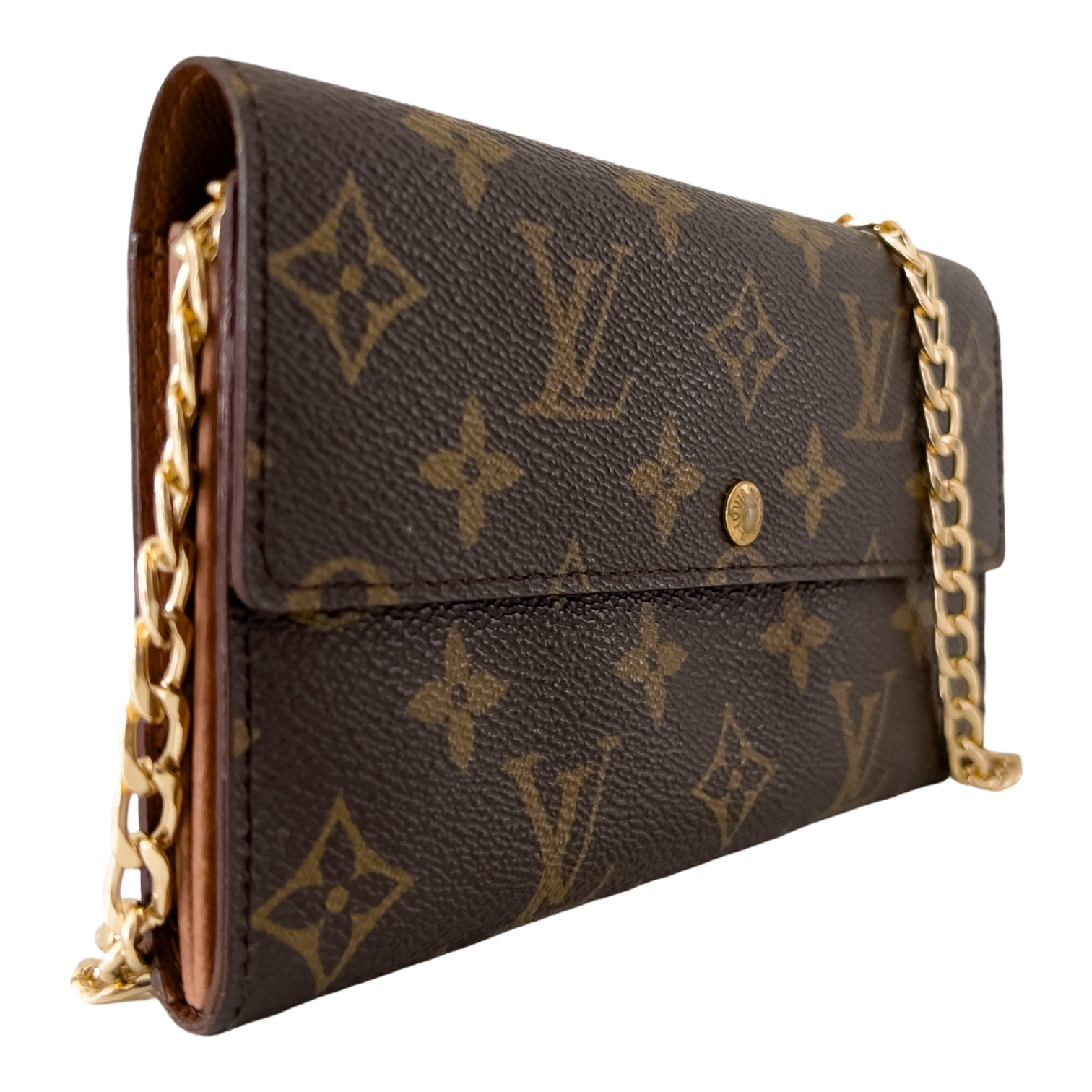 Monogram Wallet with Gold Chain