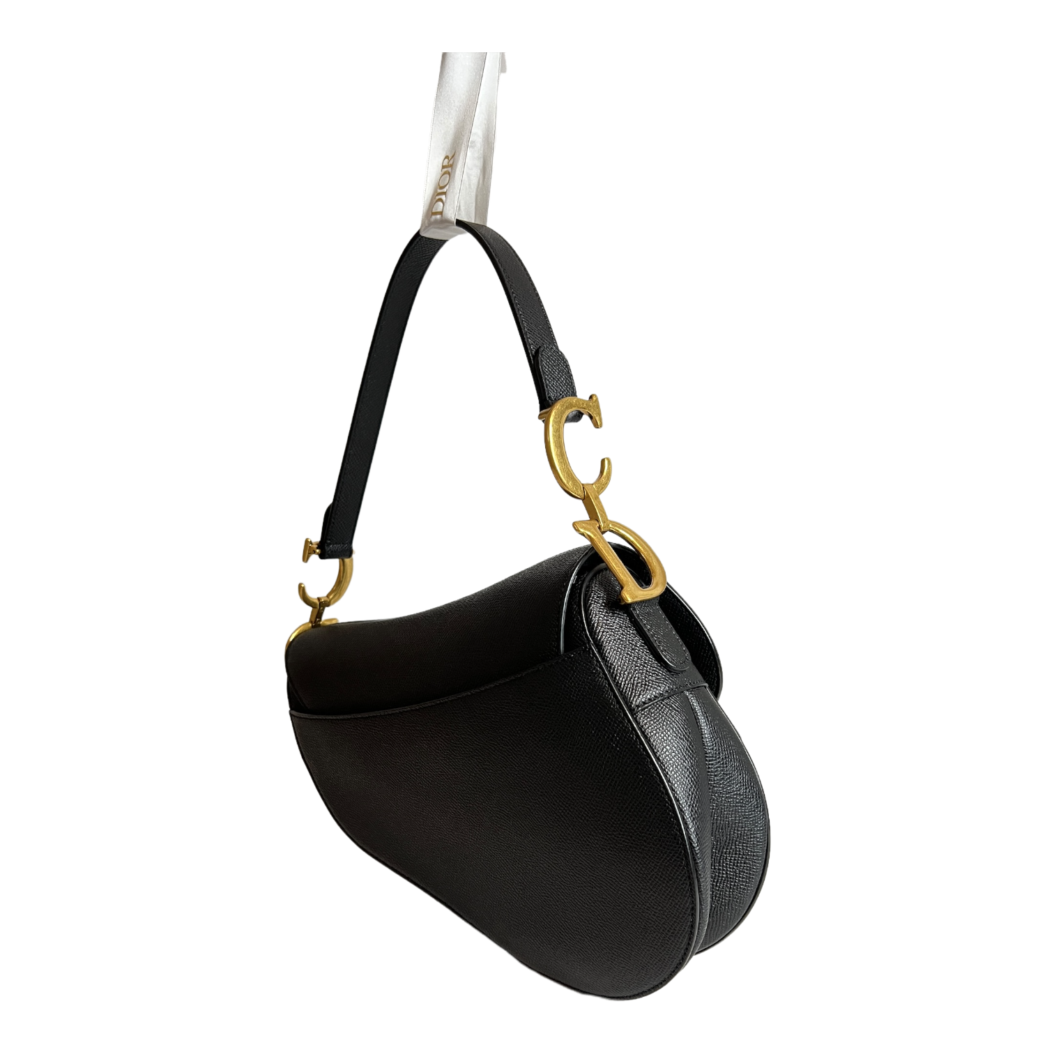 Black Grained Calfskin Saddle Bag