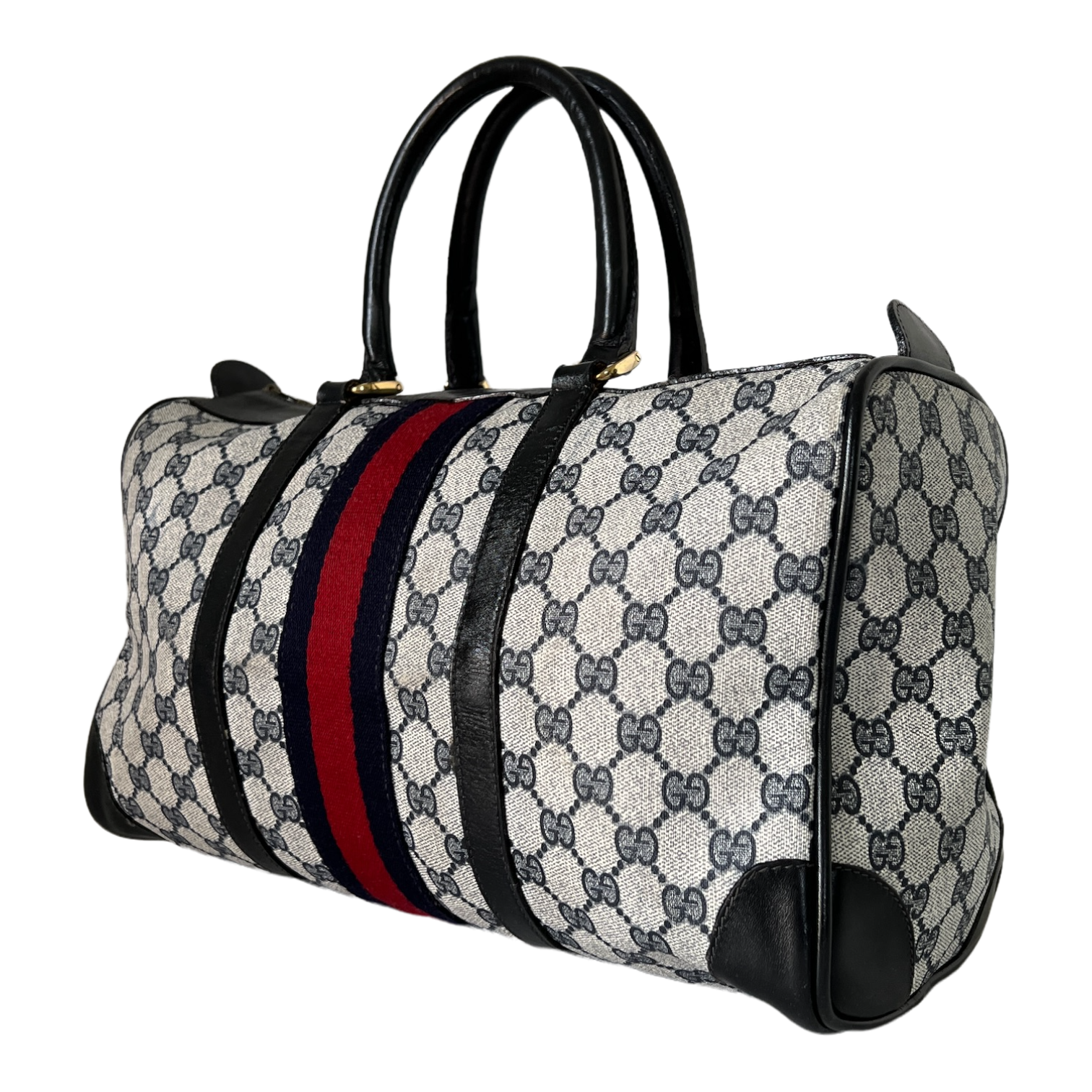 GG Web Supreme Canvas Boston Bag