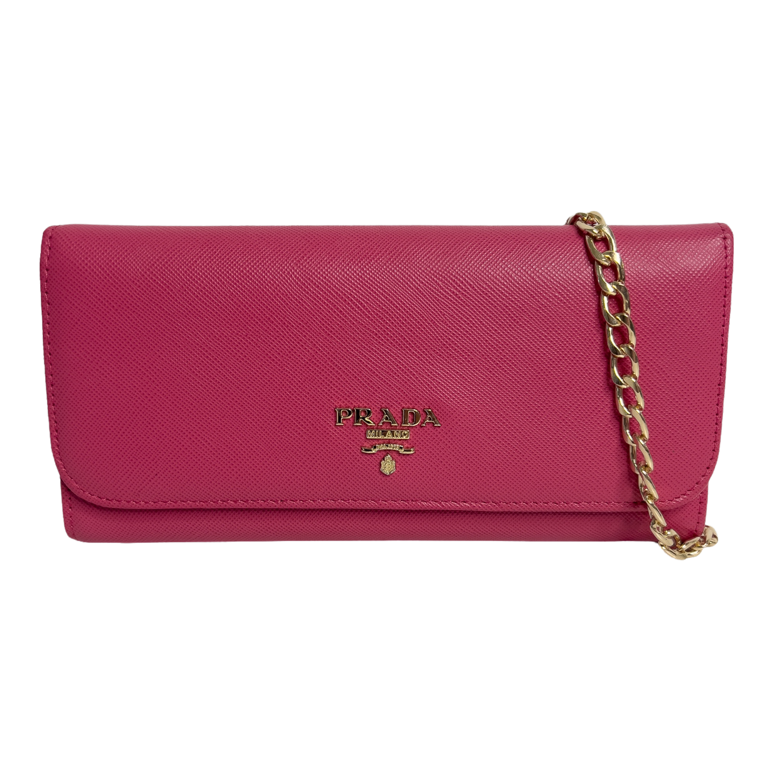 Pink Saffiano Wallet with Chain