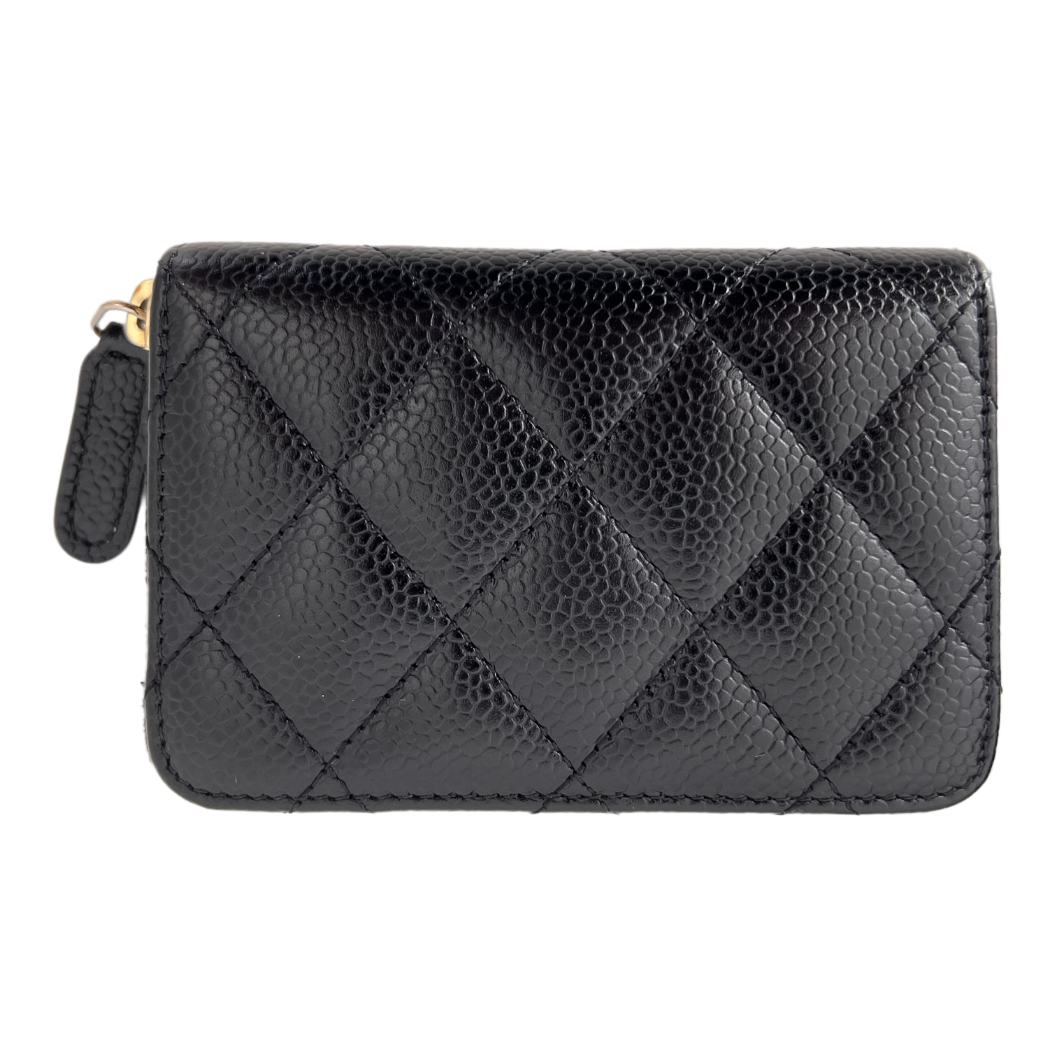 Caviar Leather Card & Coin Zipper Wallet