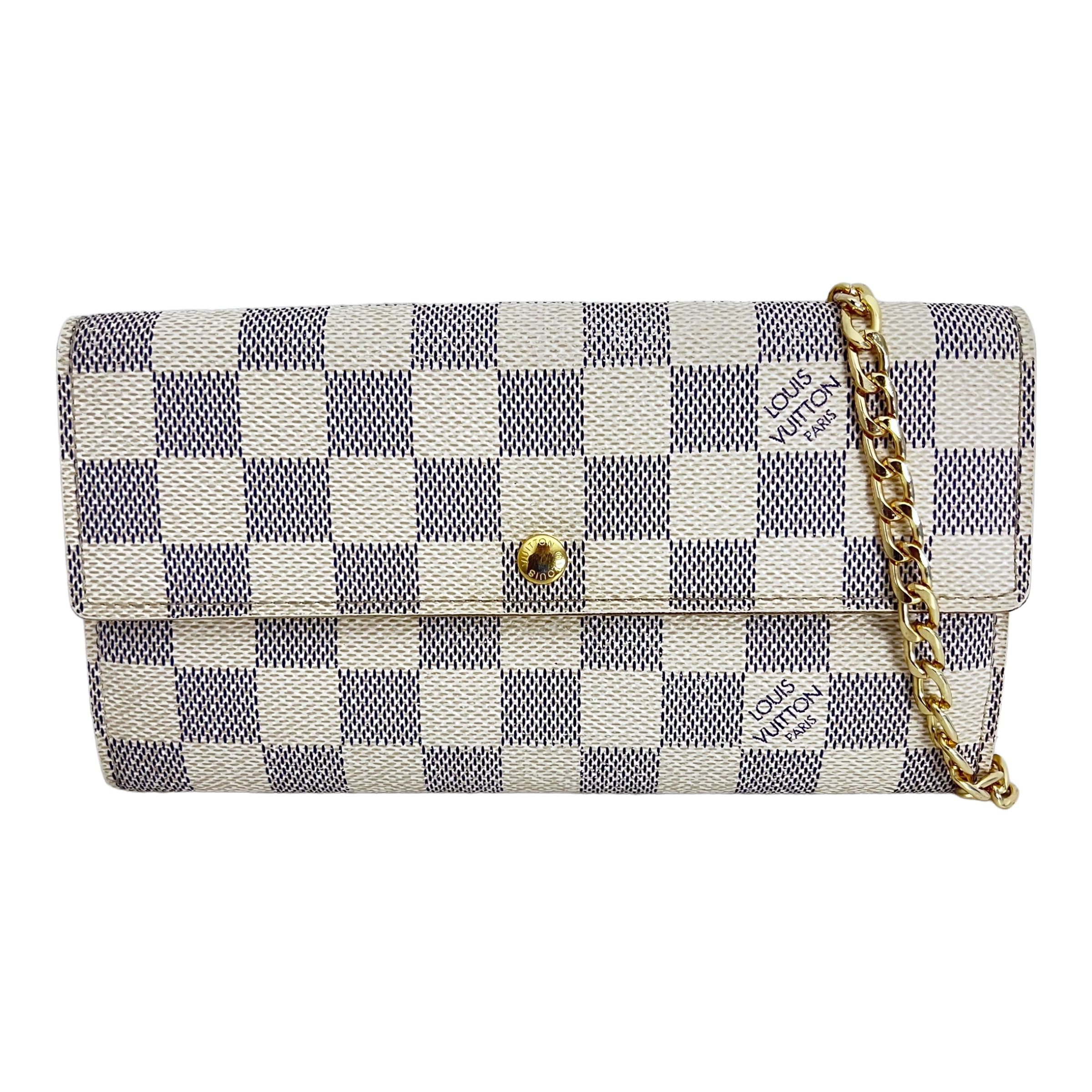 Damier Azur Long Wallet with Chain