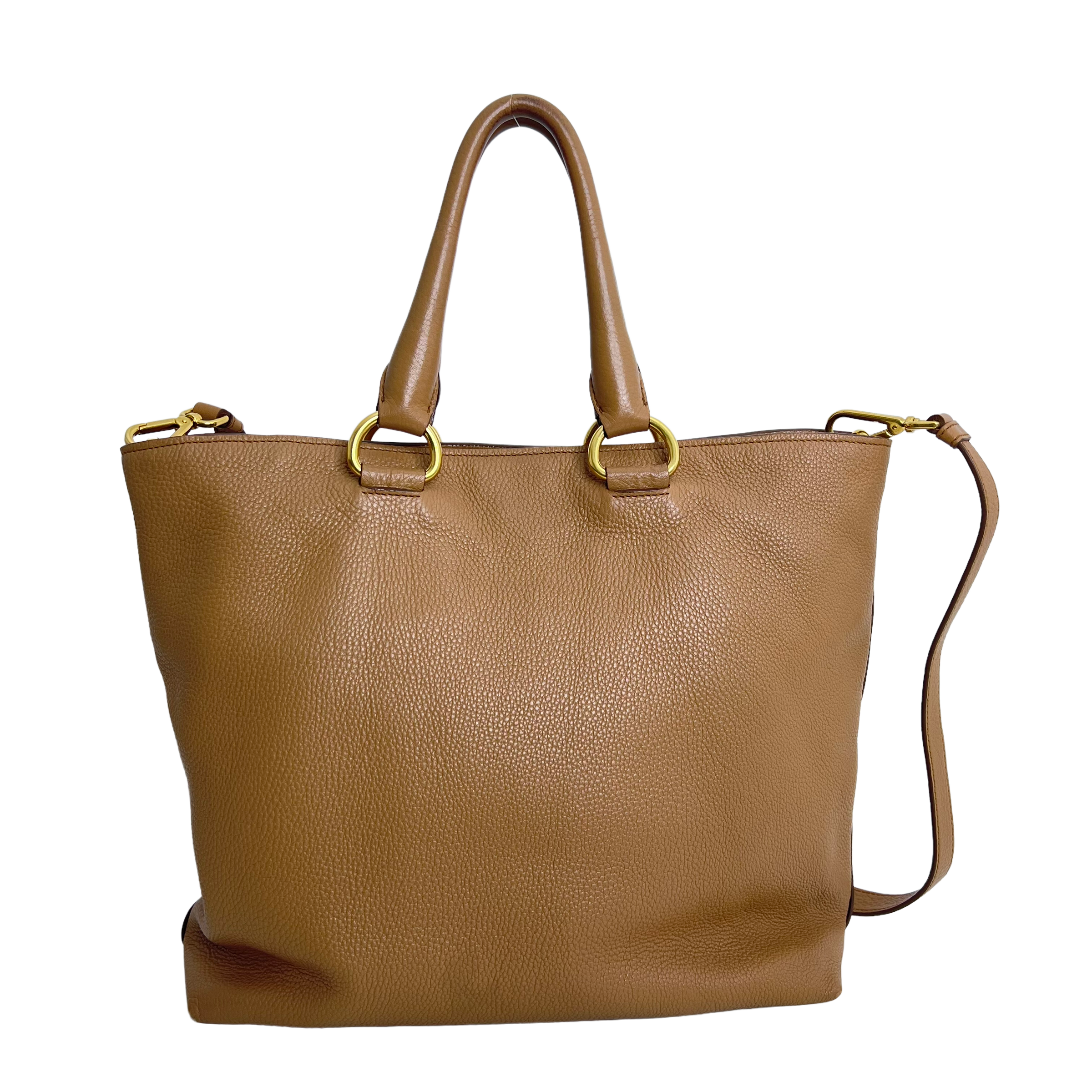 Caramel Vitello Daino Leather Tote