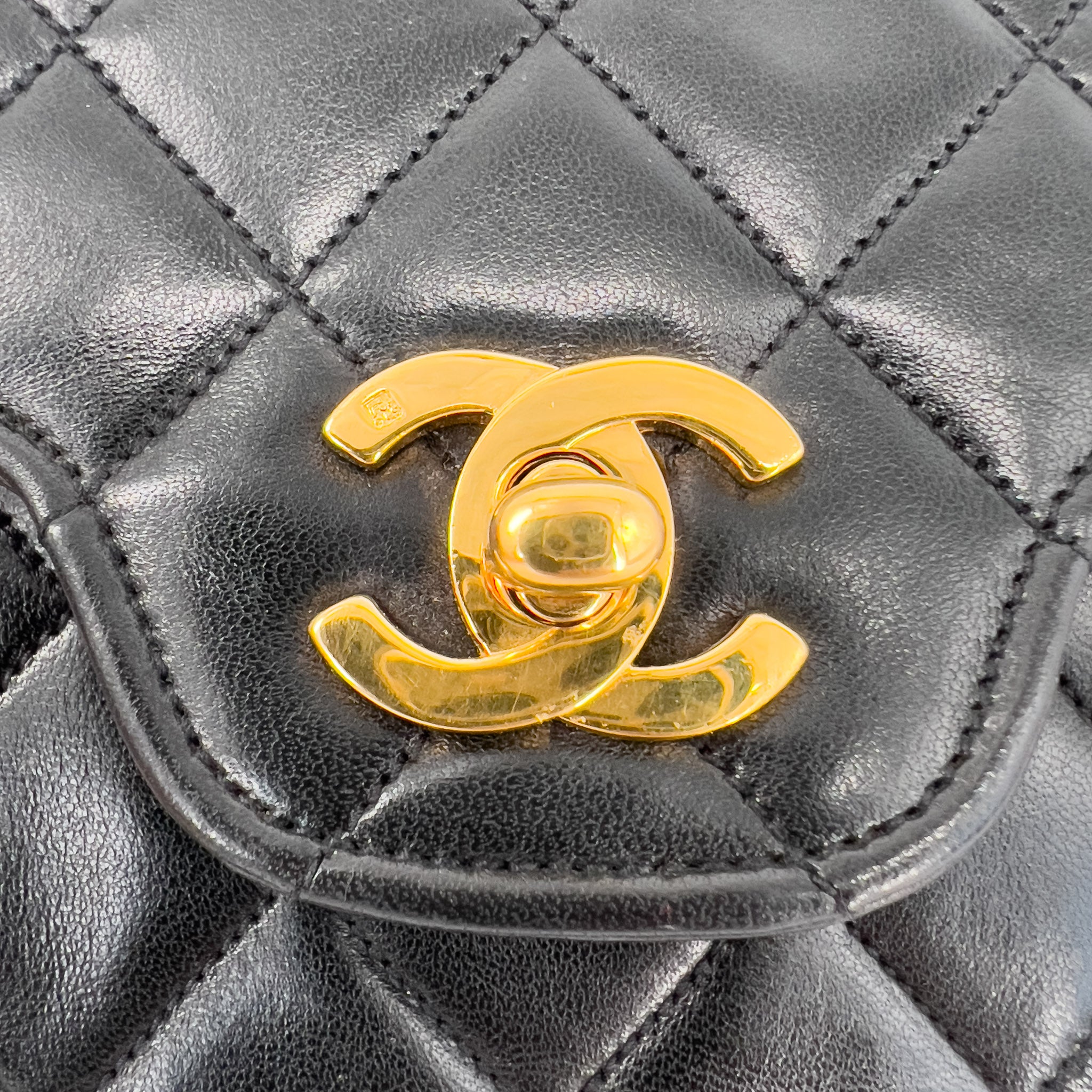Black Small Quilted Lambskin Double Flap Bag
