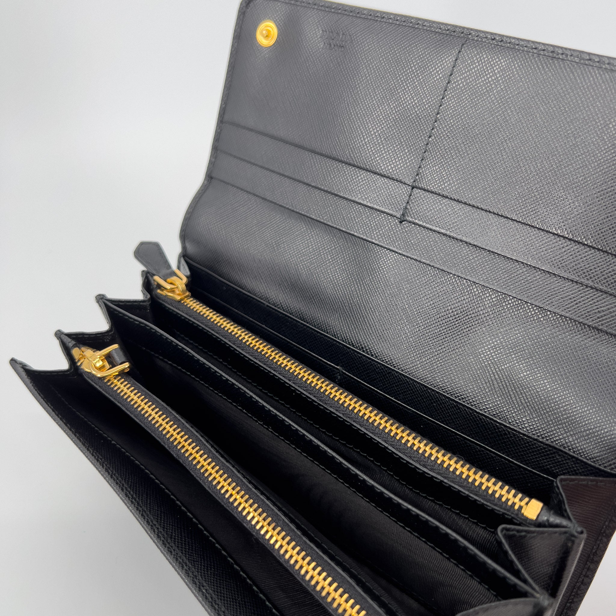 Black Saffiano Triple Zipper Wallet