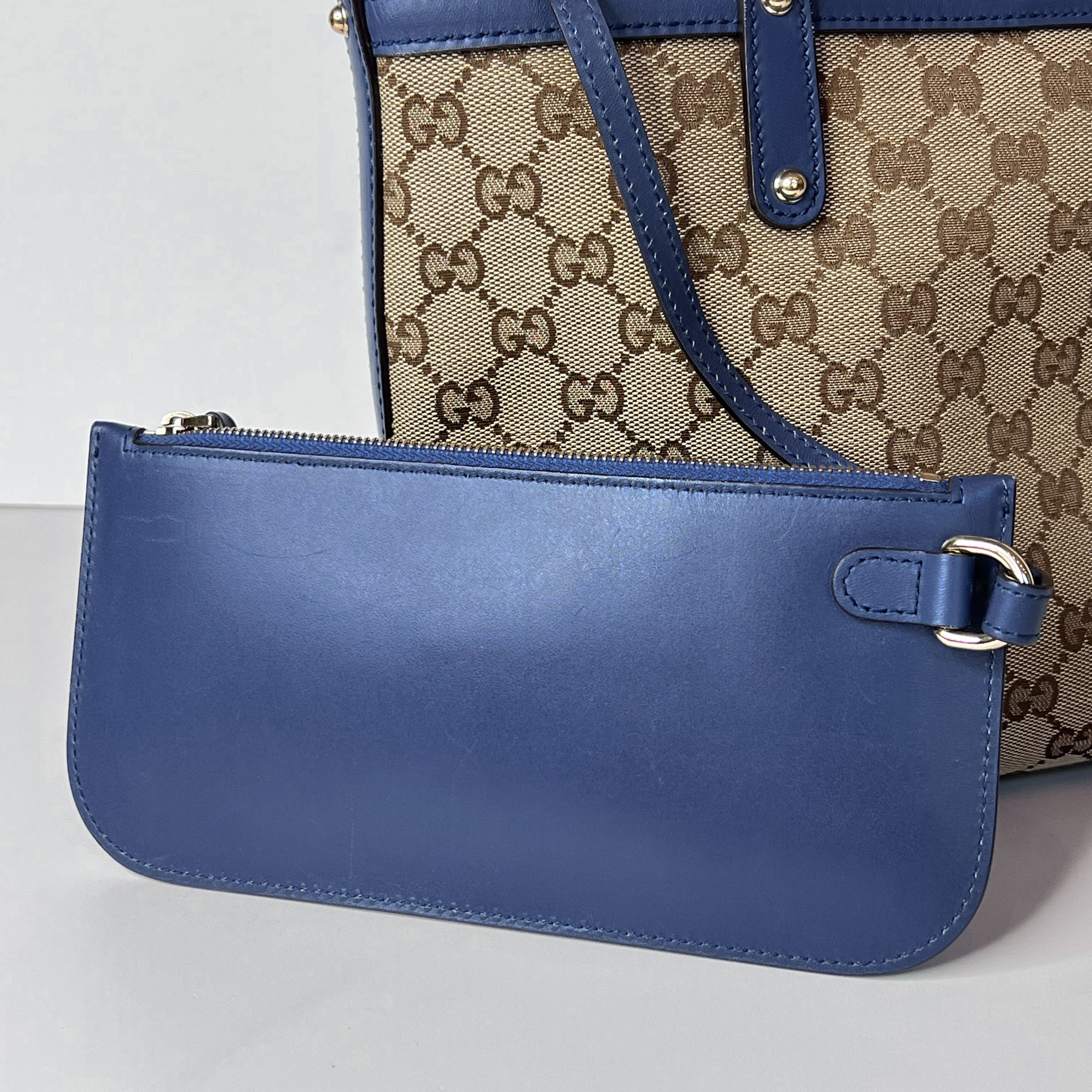 GG Blue Leather Tote