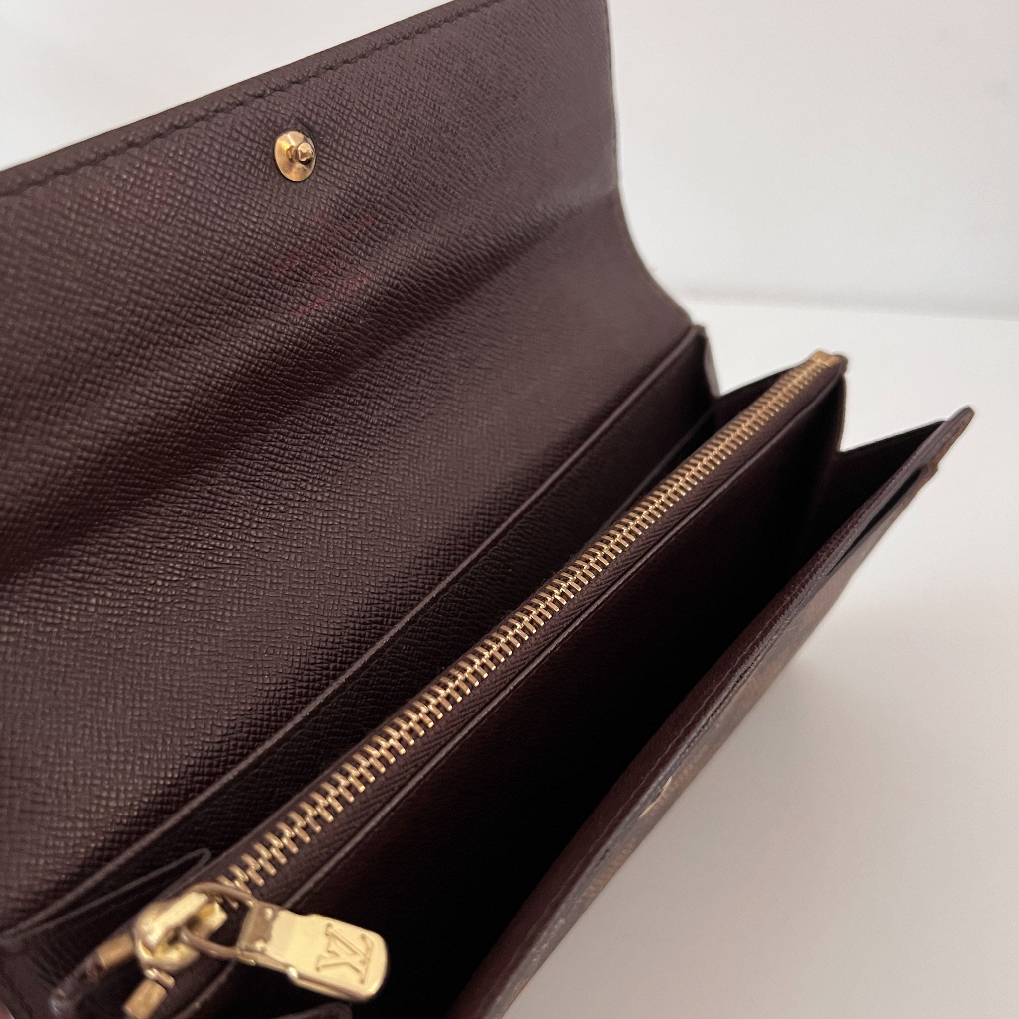 Damier Ebene Wallet with Gold Chain