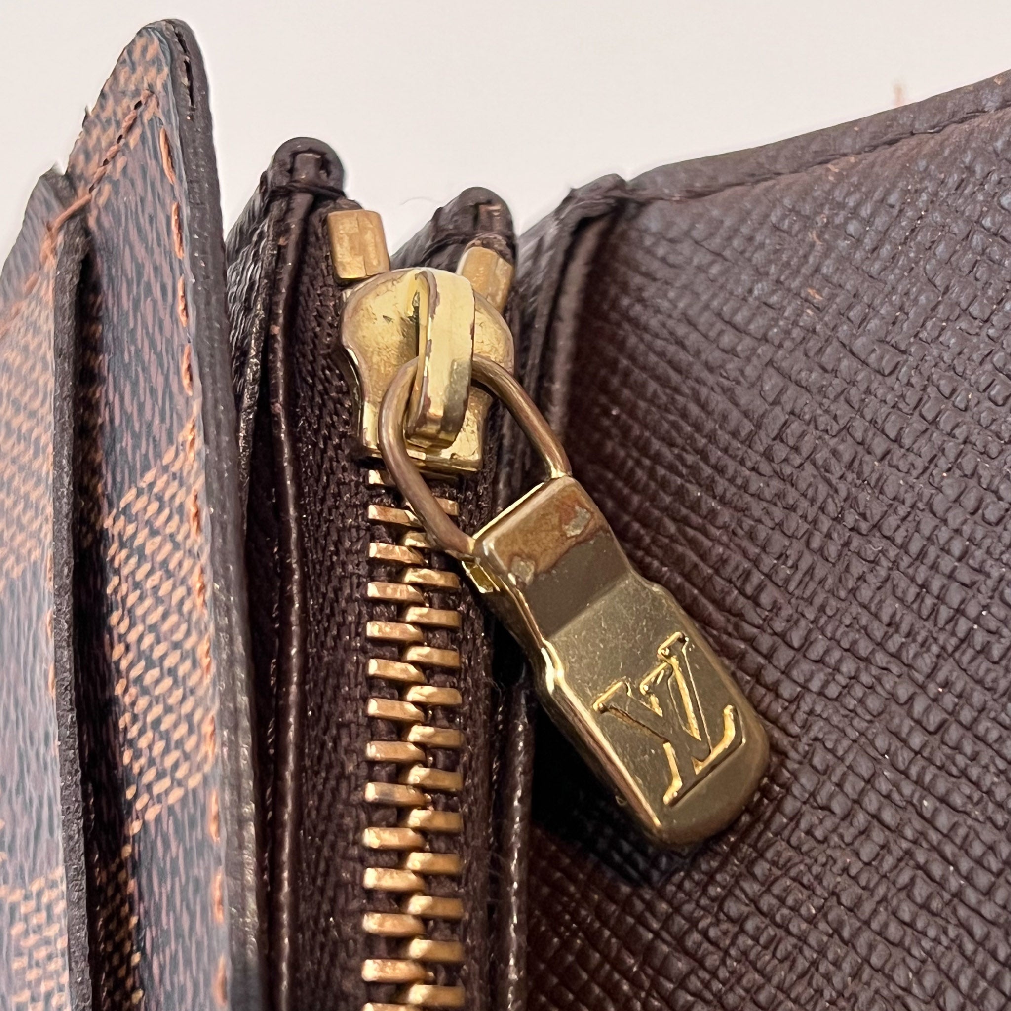 Damier Ebene Wallet with Gold Chain