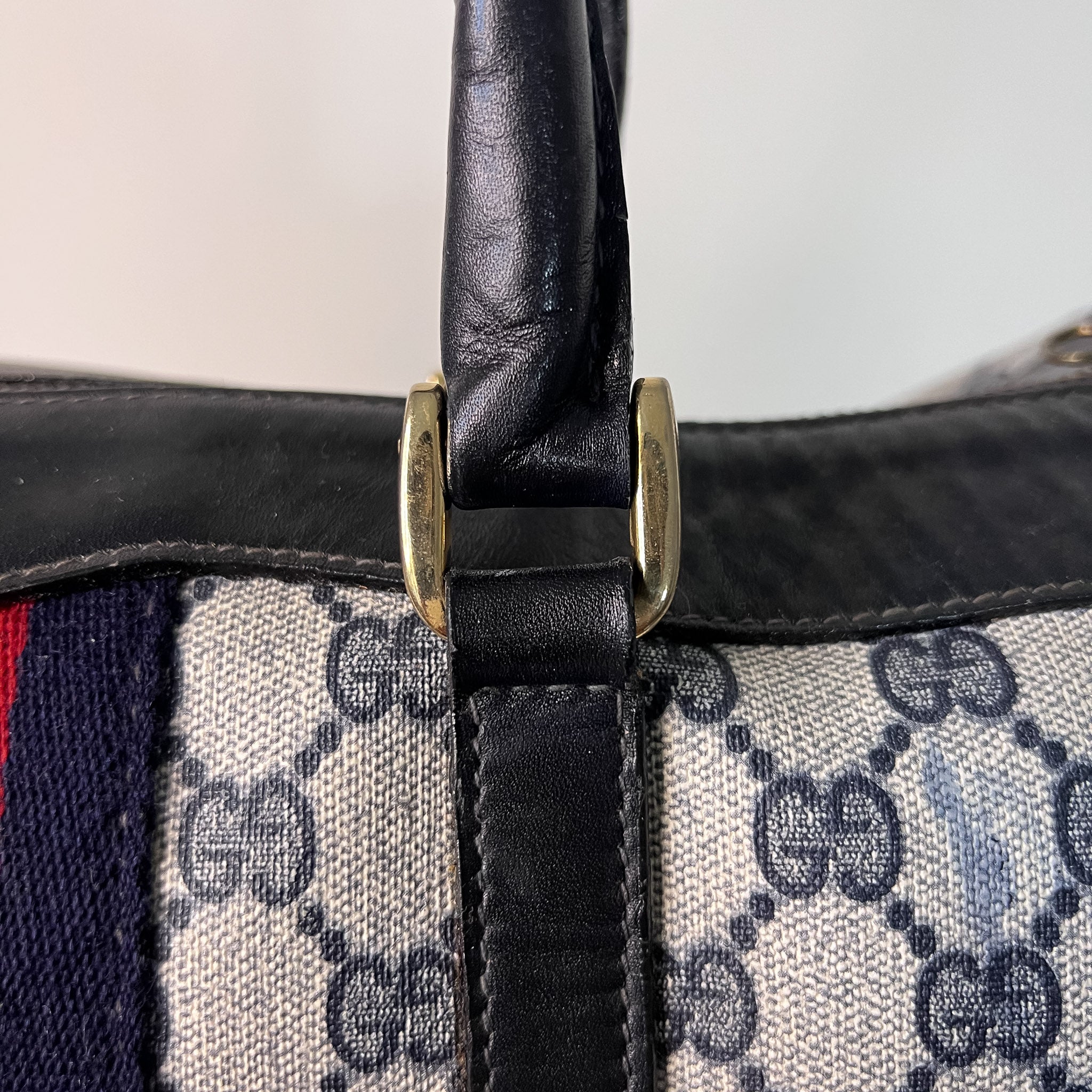 GG Web Supreme Canvas Boston Bag